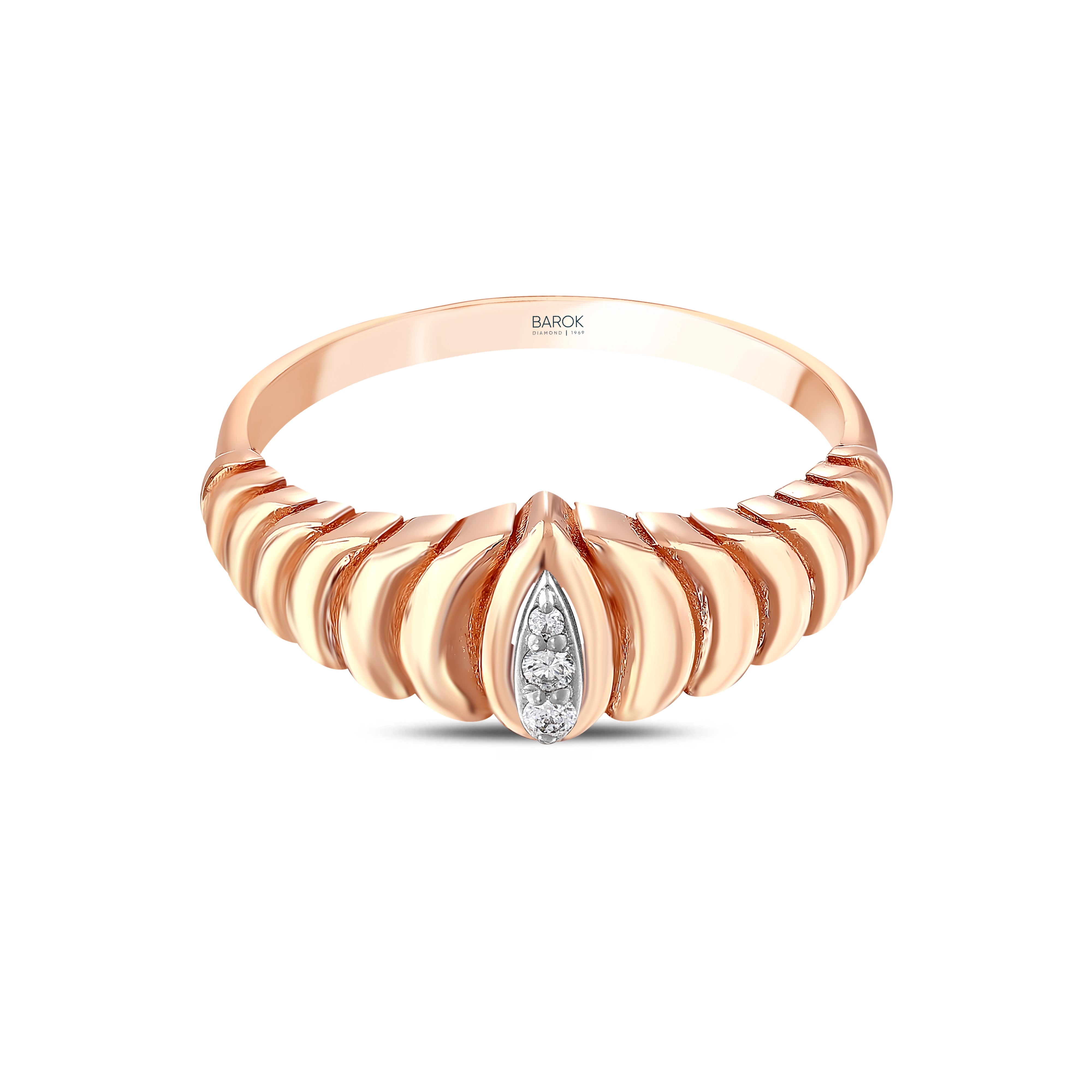 Pırlanta 0.04 Ct. Fantezi Rose Yüzük 14K