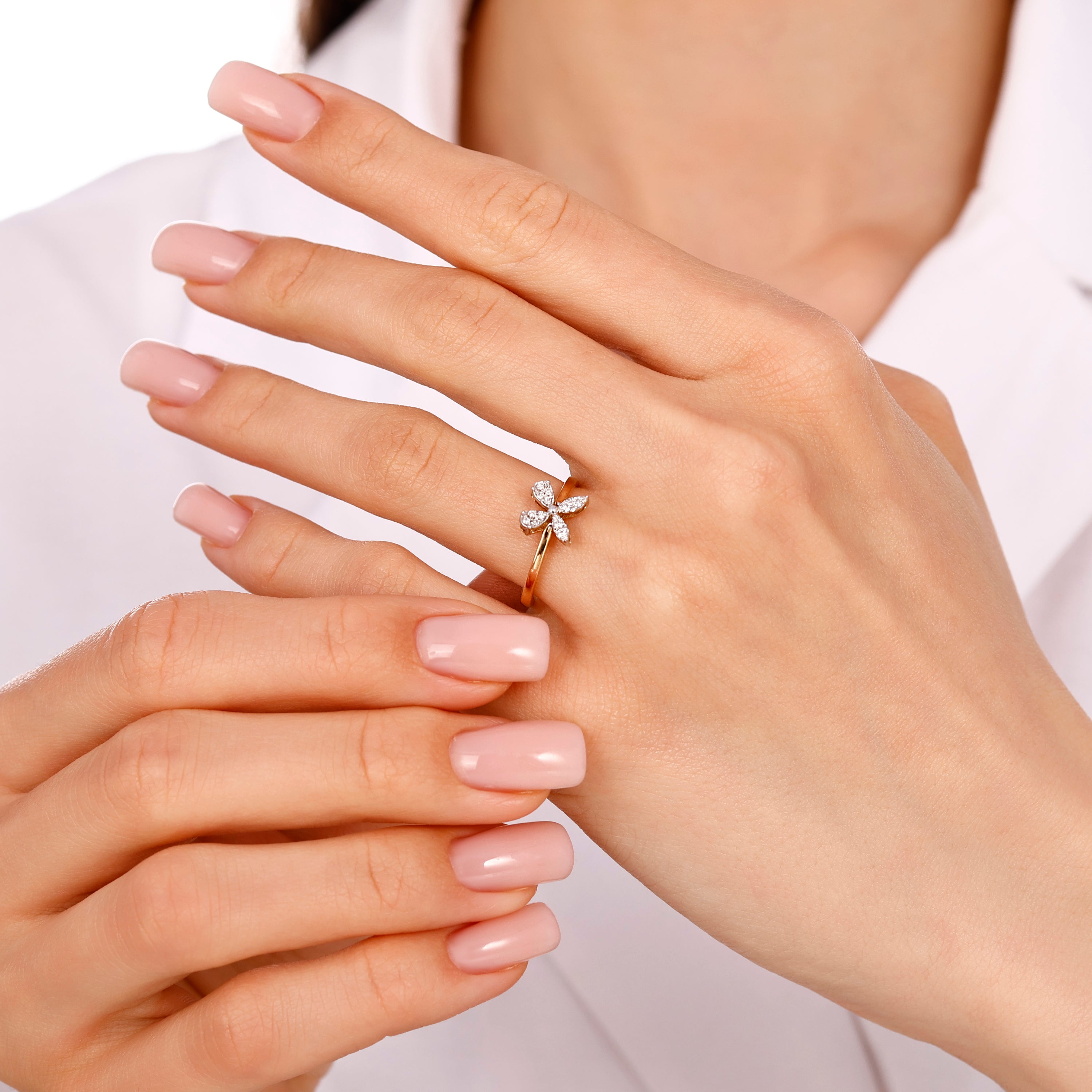 Pırlanta 0.11 Ct. Aeana Rose Fantezi Yüzük 14K
