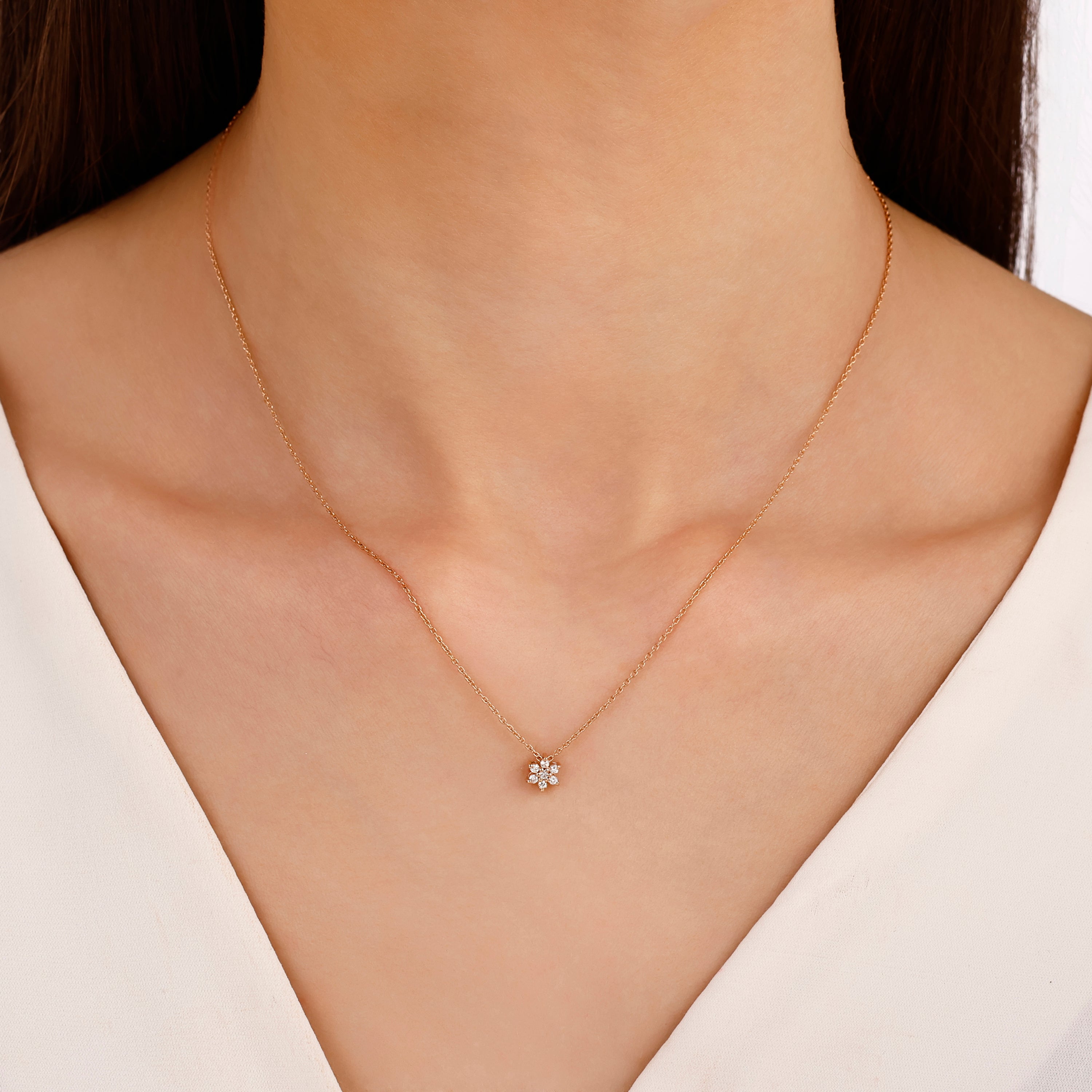 Pırlanta 0.11 Ct. Phyria Rose Kolye 14K