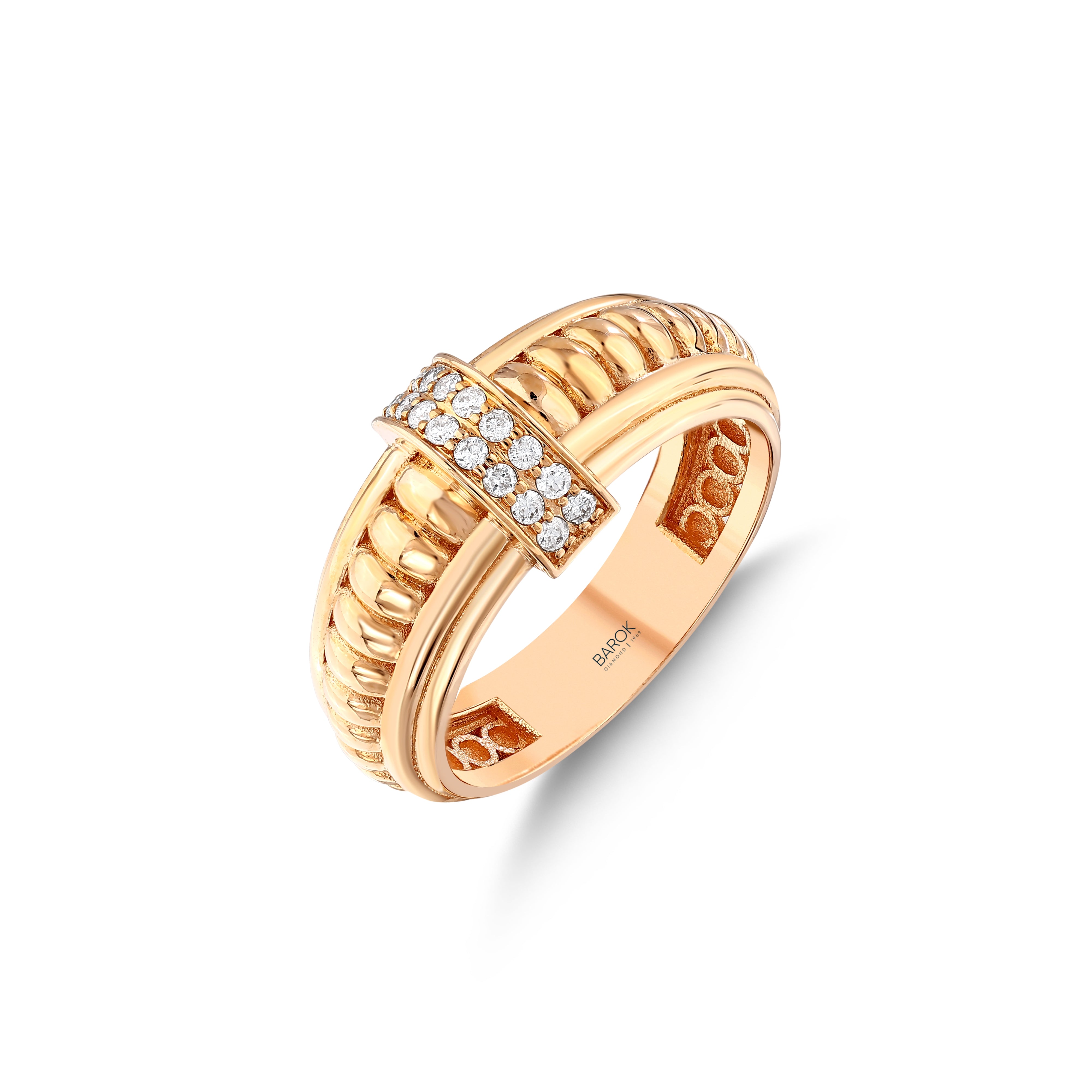 Pırlanta 0.13 Ct. Fantezi Rose Hareket Yüzük 14K