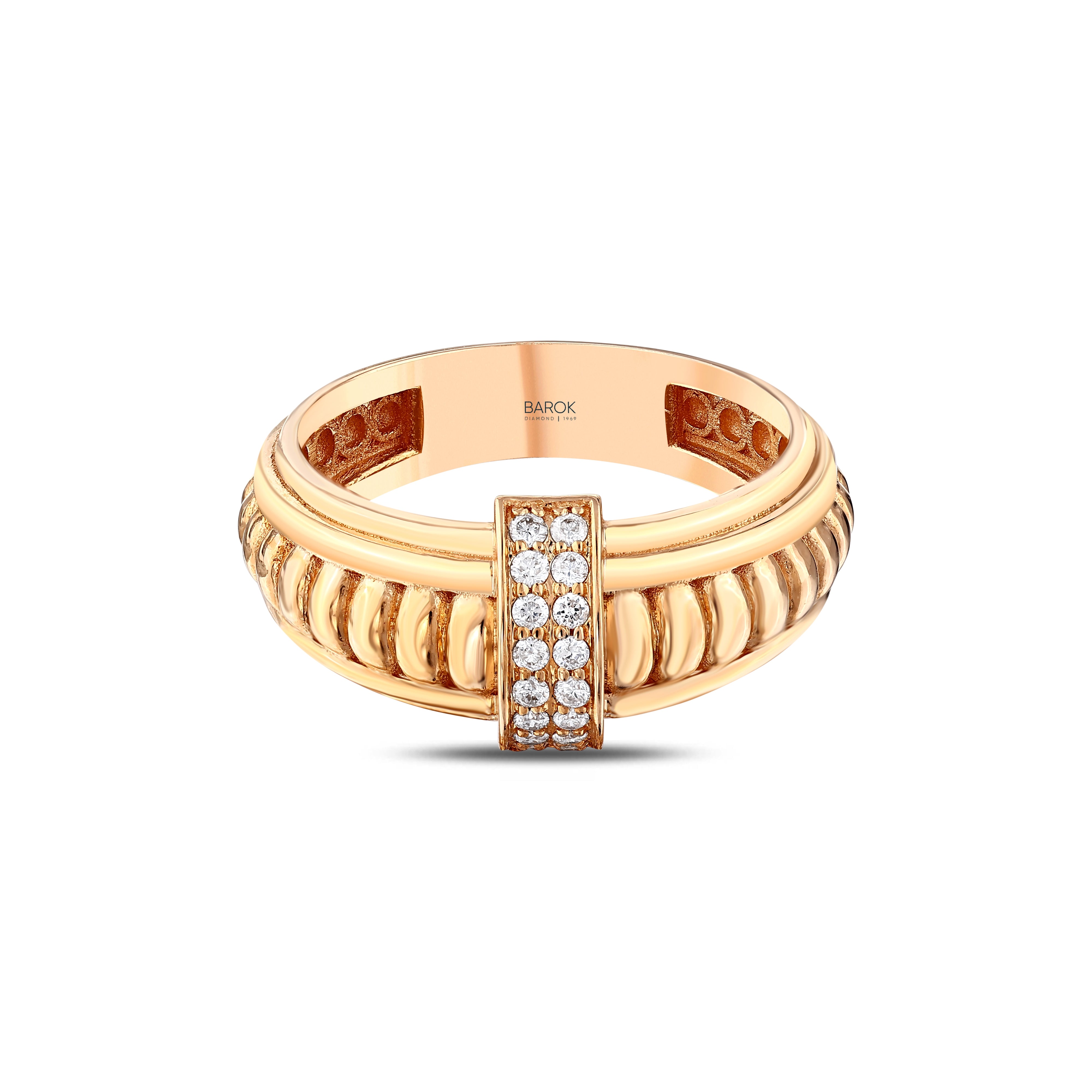 Pırlanta 0.13 Ct. Fantezi Rose Hareket Yüzük 14K