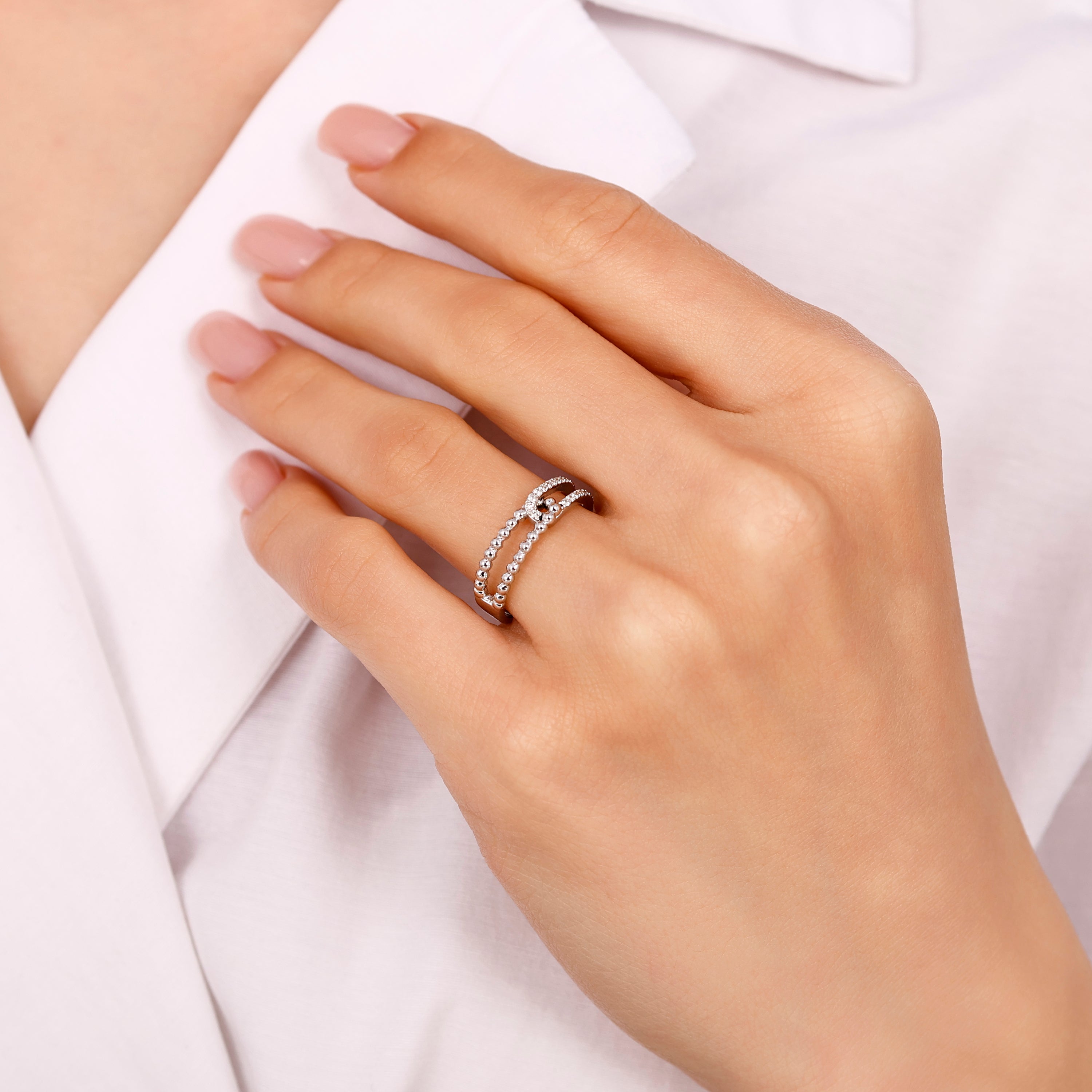 Pırlanta 0.14 Ct. Fantezi Hareket Yüzük 18K