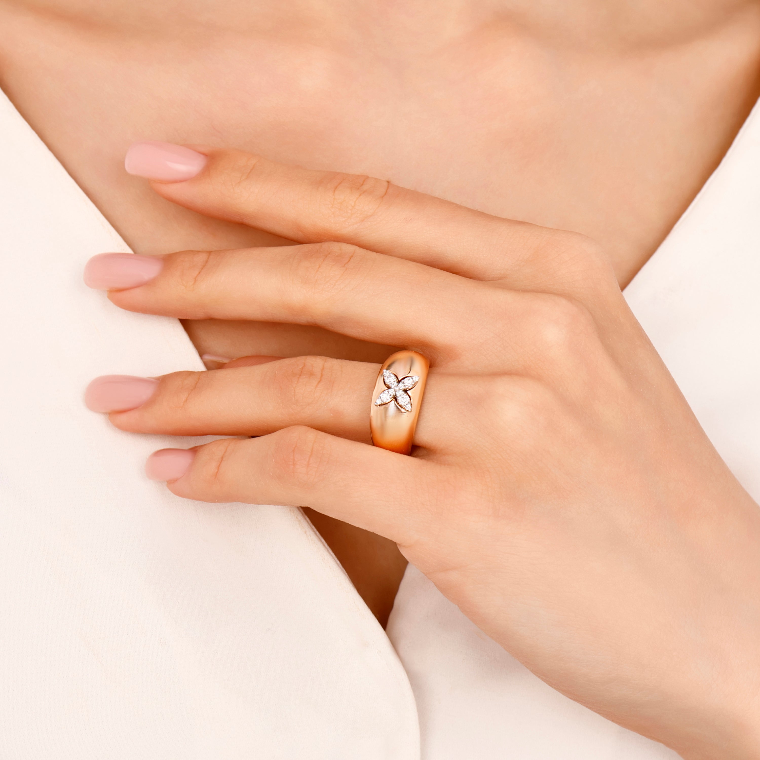 Pırlanta 0.19 Ct. Fantezi Rose Yüzük 18K
