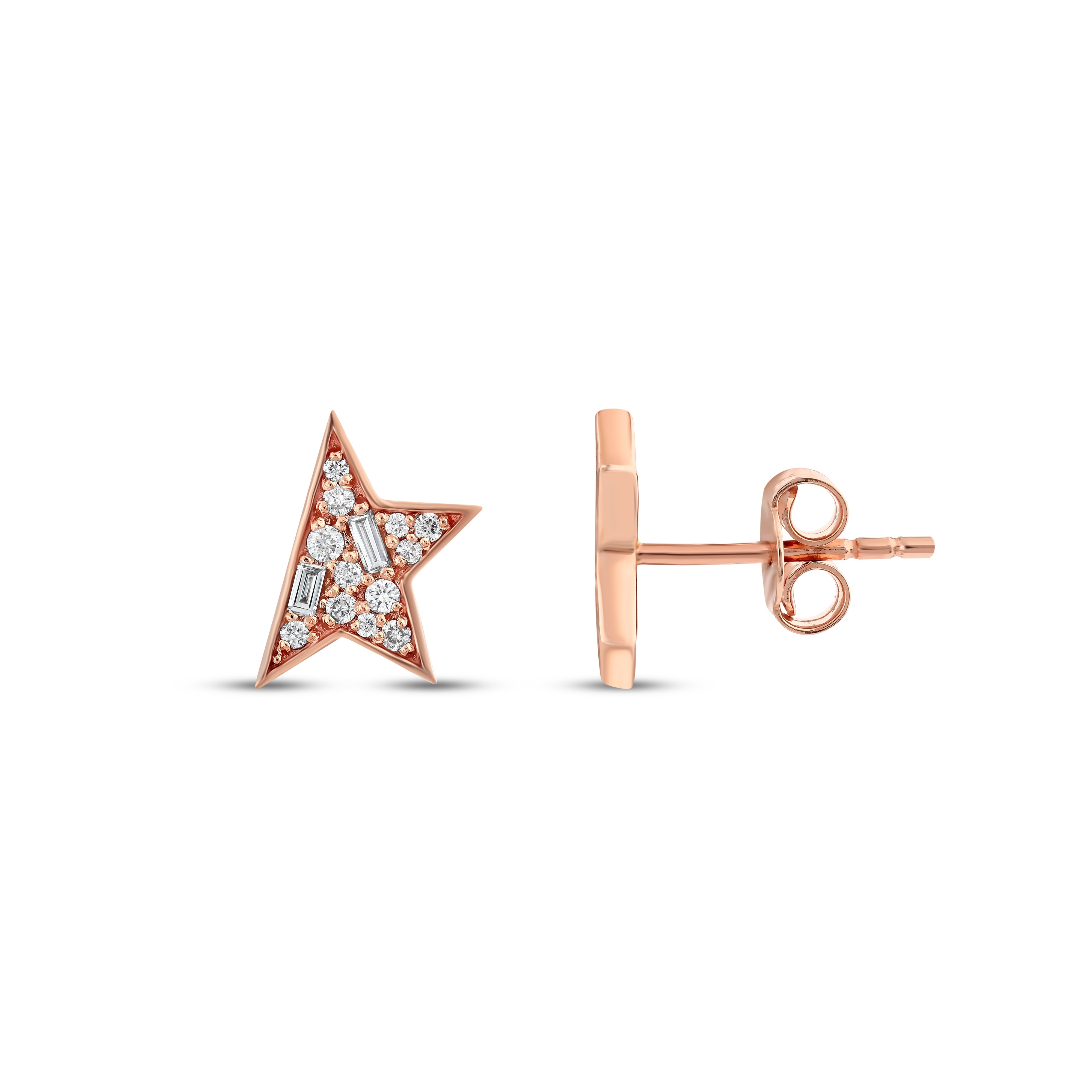 Pırlanta 0.22 Ct. Fantezi Somnia Rose Küpe 14K