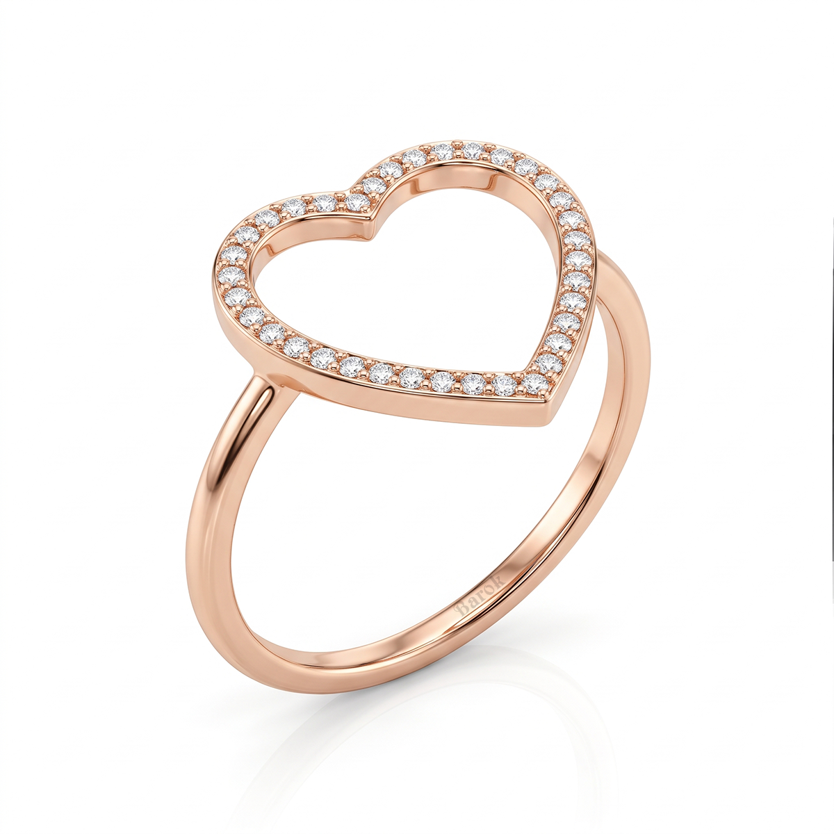Pırlanta 0.17 Ct. Kalp Tasarım Fantezi Rose Yüzük 14K.