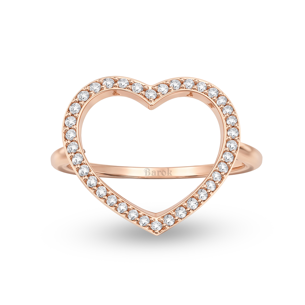 Pırlanta 0.17 Ct. Kalp Tasarım Fantezi Rose Yüzük 14K.