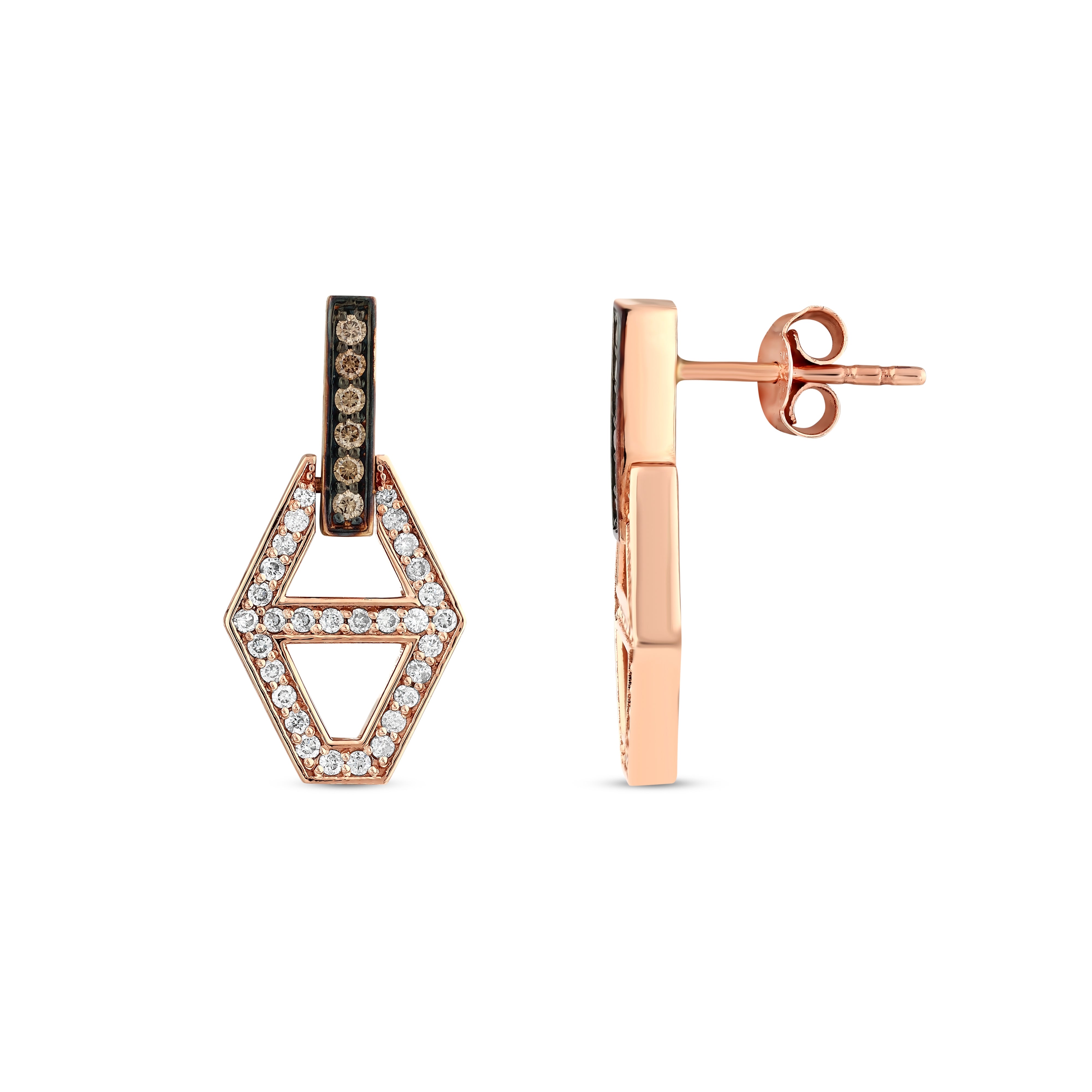 Pırlanta 0.27 Ct. Perlina Fantezi Rose Küpe 14K