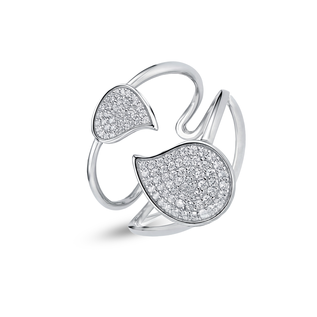 Pırlanta 0.44 Ct. Çift Yaprak Fantezi Yüzük 18K