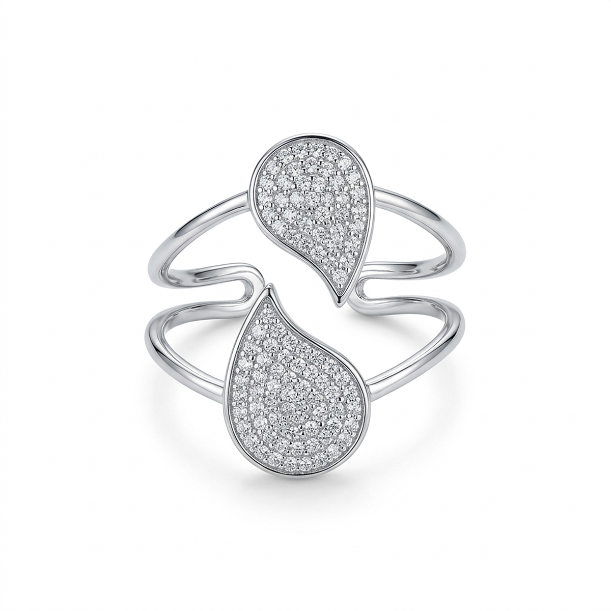 Pırlanta 0.44 Ct. Çift Yaprak Fantezi Yüzük 18K