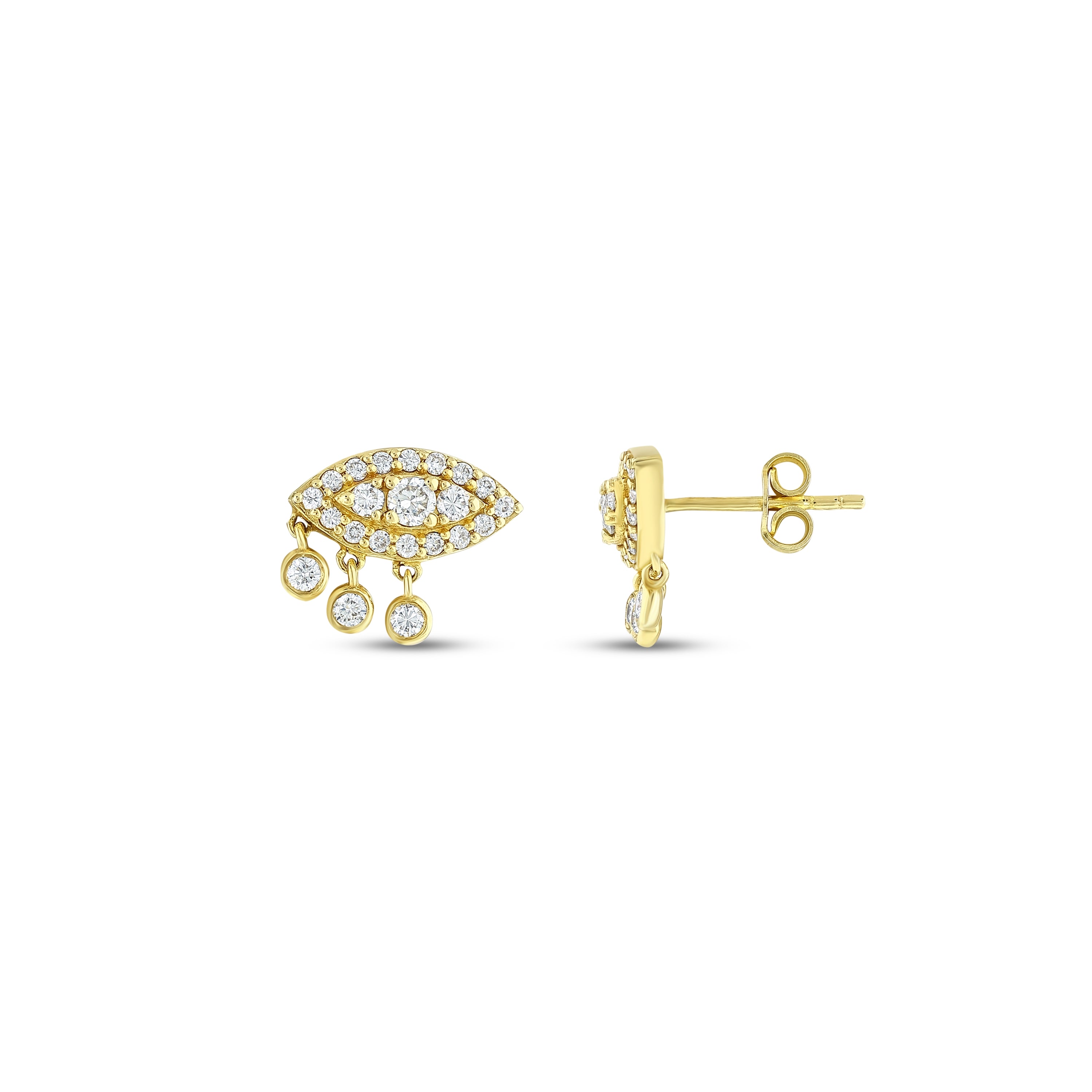 Pırlanta 0.54 Ct. Altın Fantezi Göz Küpe 14K