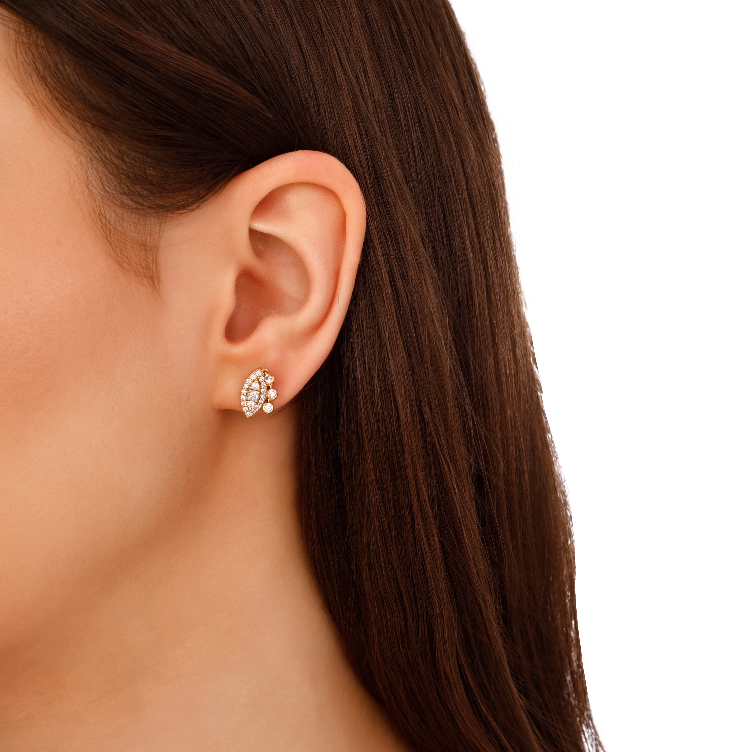 Pırlanta 0.54 Ct. Altın Fantezi Göz Küpe 14K