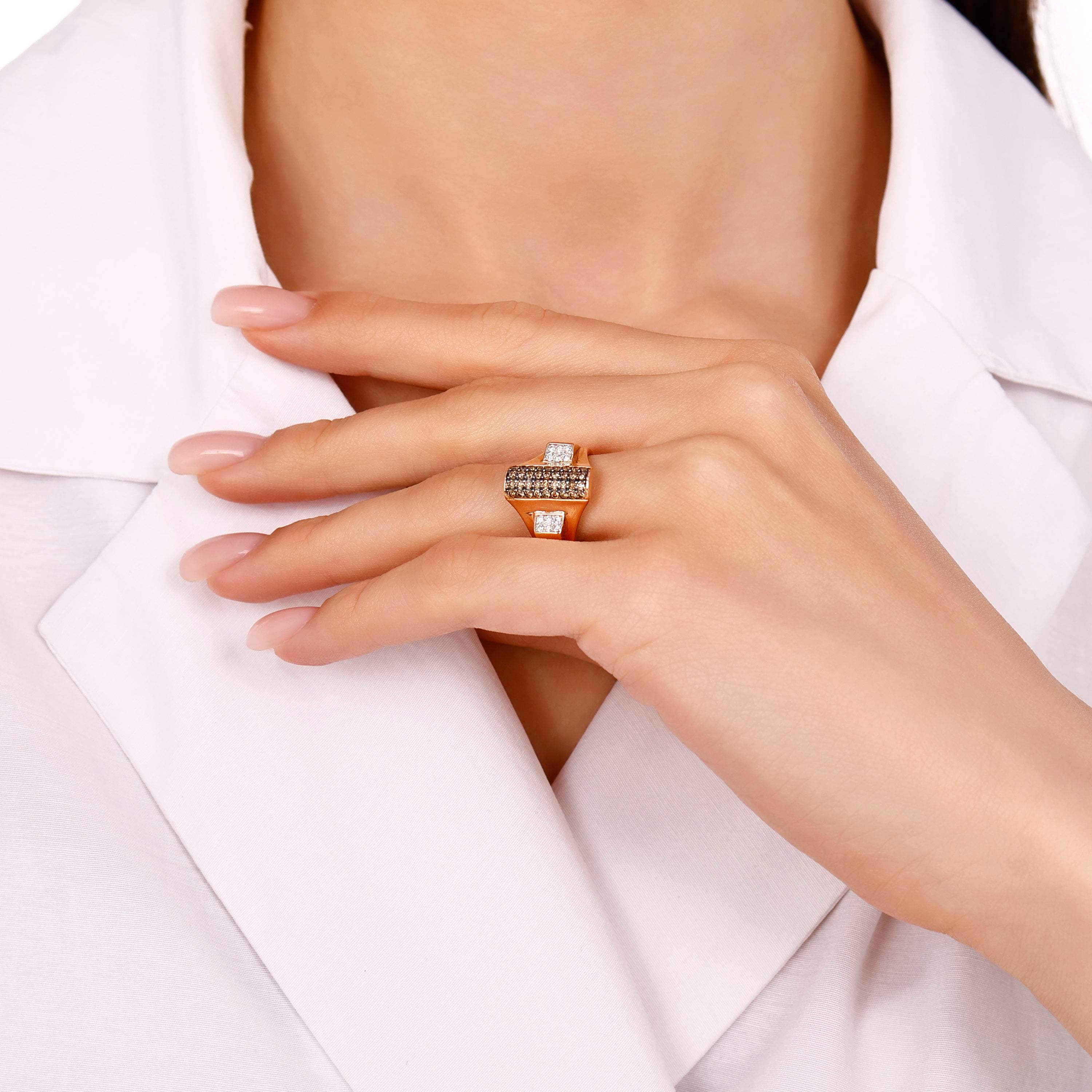 Pırlanta 0.59 Ct. Loxia Fantezi Rose Yüzük 14K
