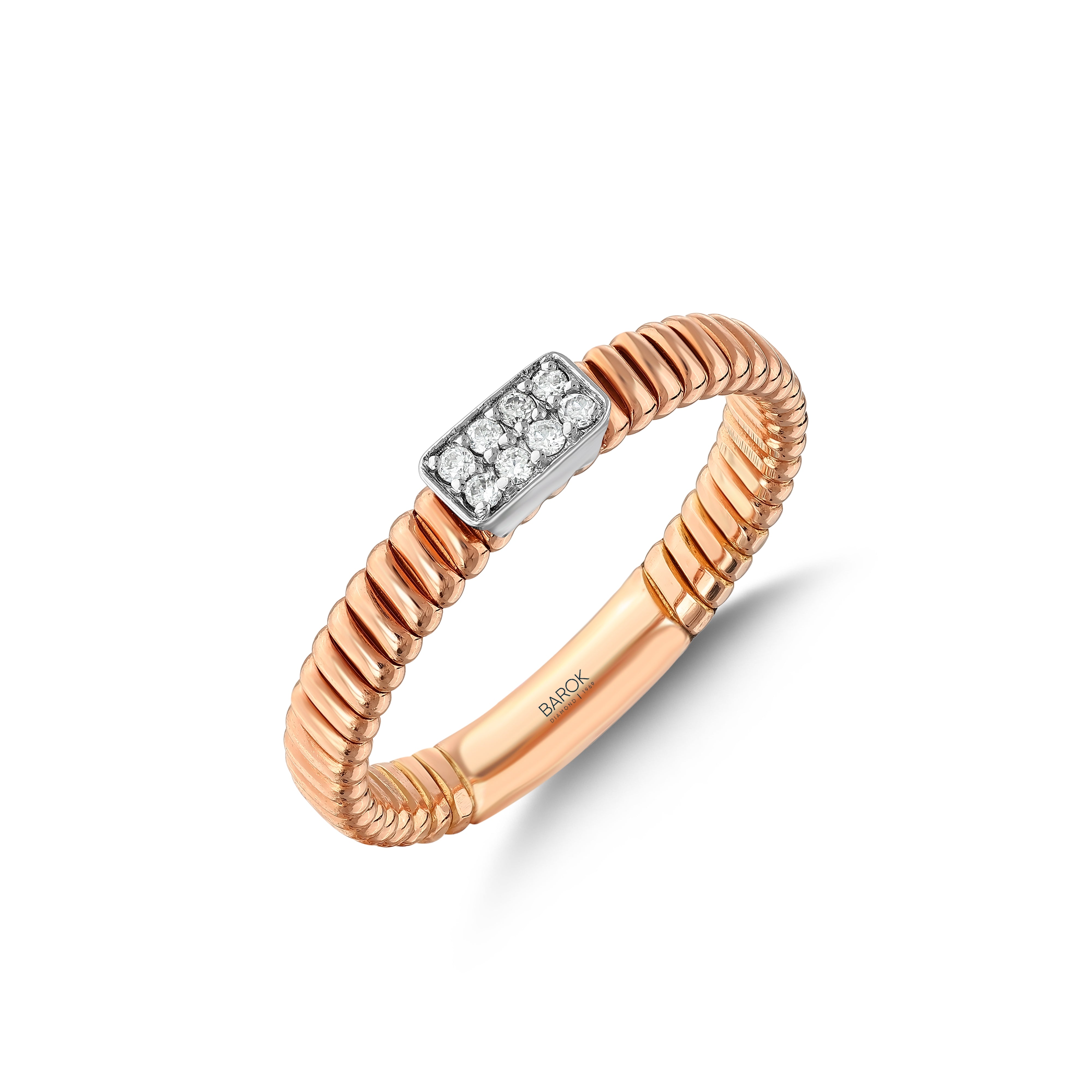 Pırlantalı 0.06 Ct. Fantezi Rose Hareket Yüzük 18K