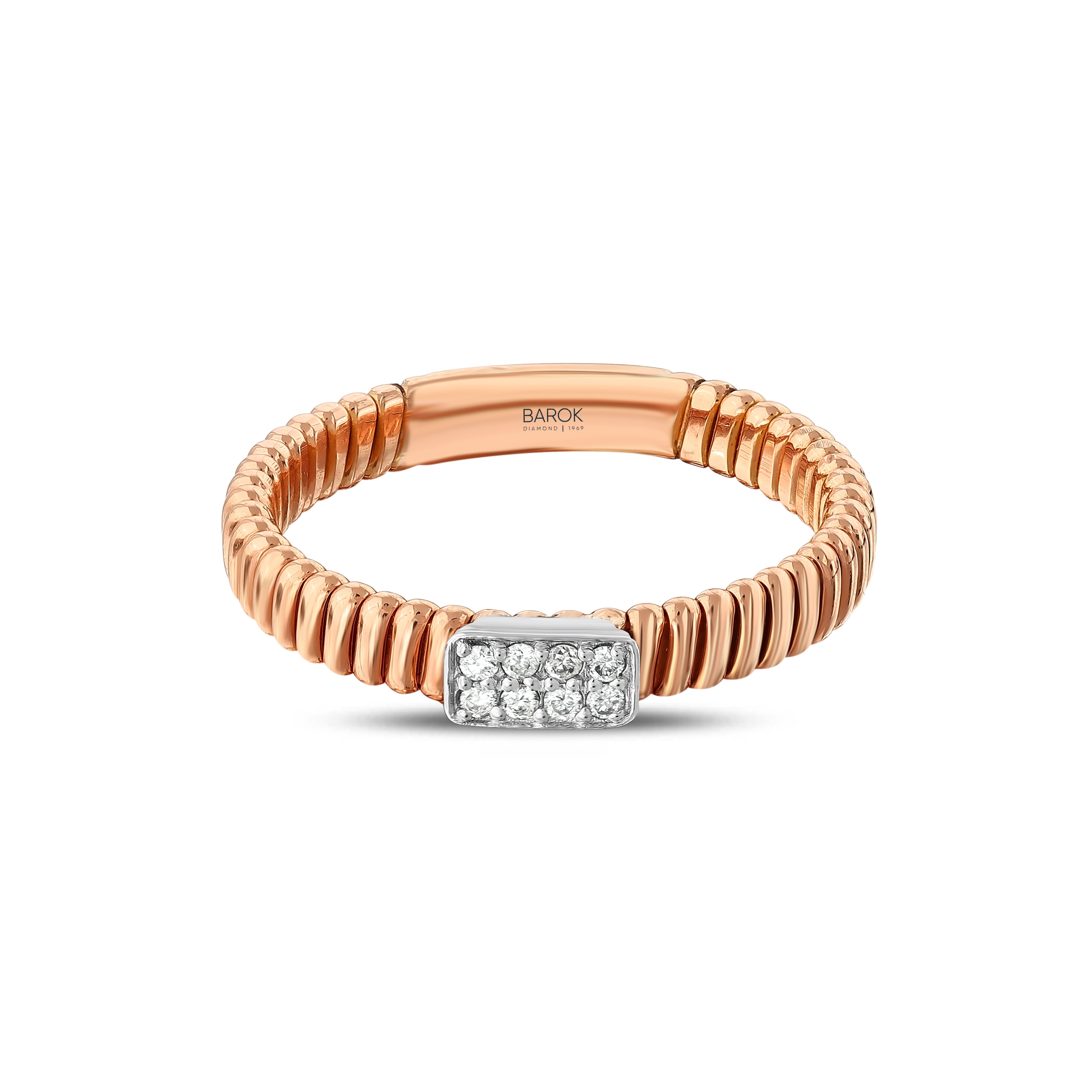 Pırlantalı 0.06 Ct. Fantezi Rose Hareket Yüzük 18K