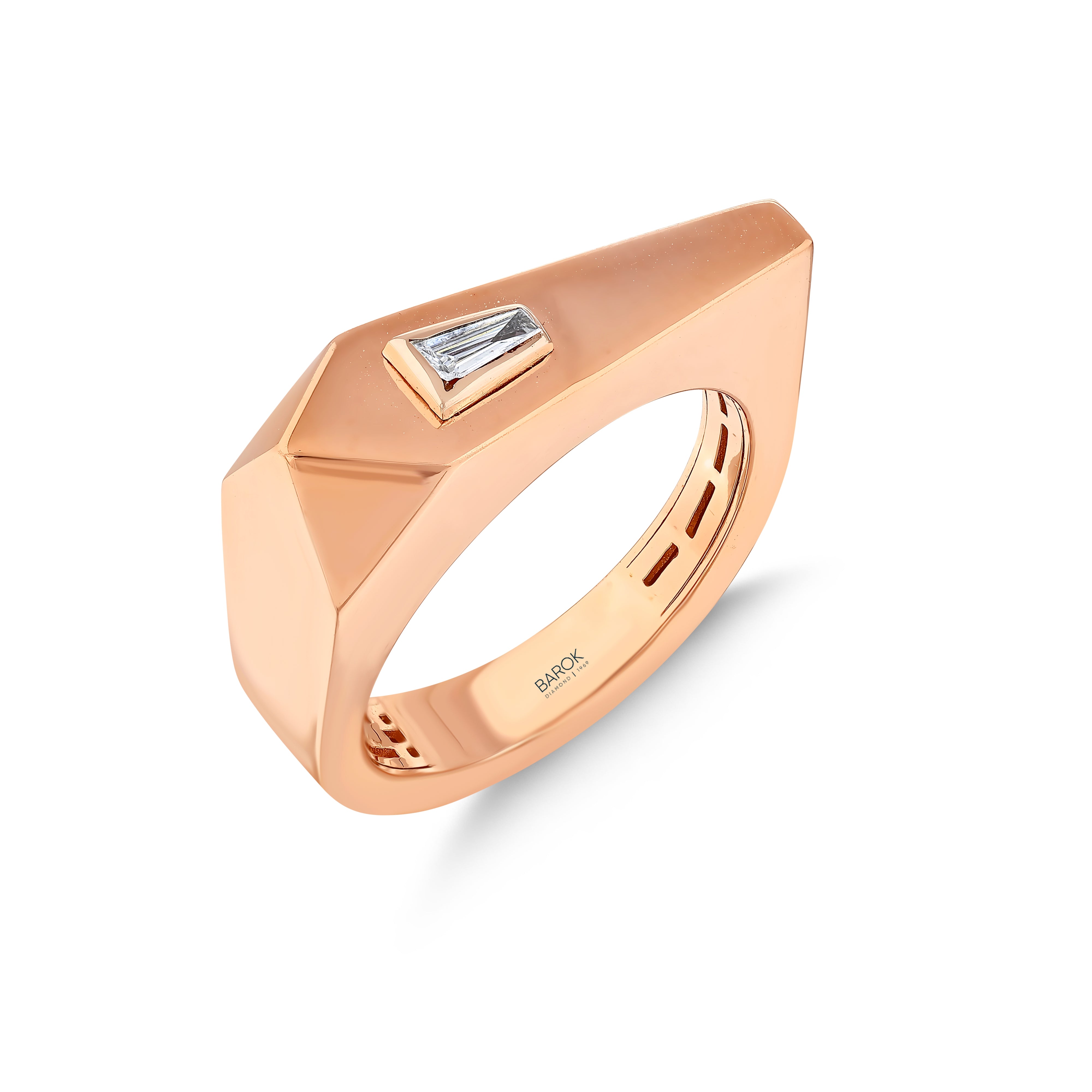 Pırlantalı 0.06 Ct. Traplez Rose Yüzük 18K