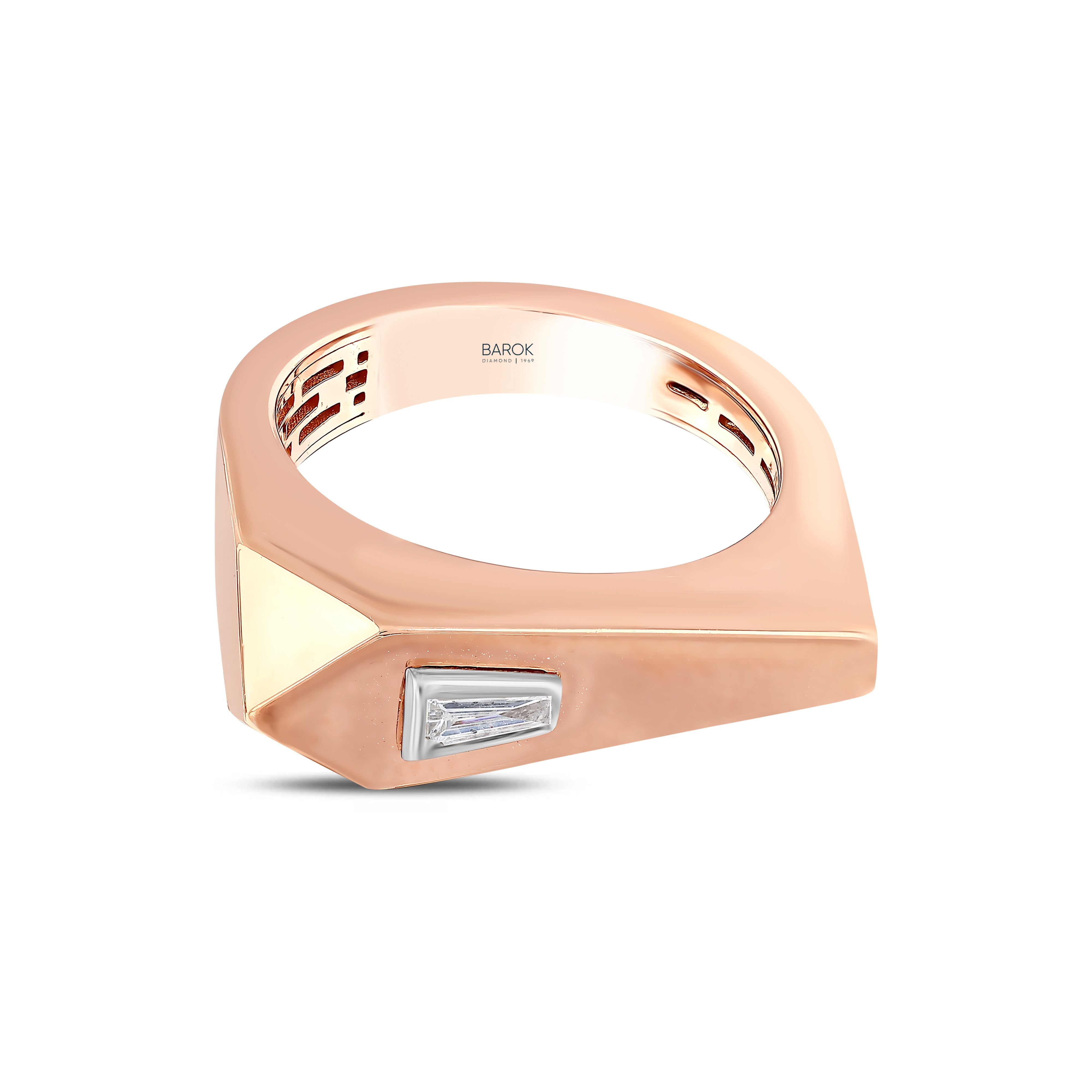 Pırlantalı 0.06 Ct. Traplez Rose Yüzük 18K