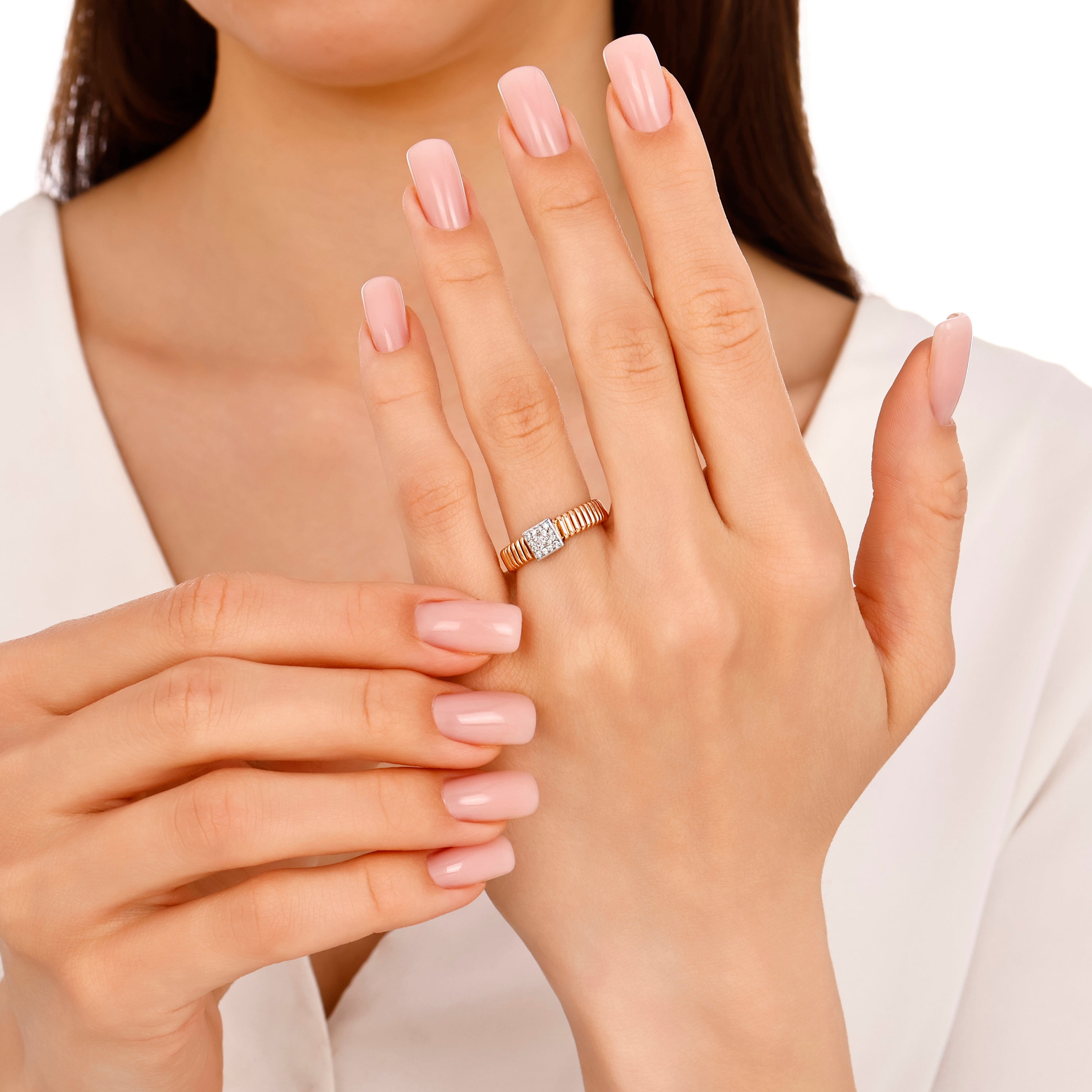 Pırlantalı 0.08 Ct. Cirrosea Rose Fantezi Yüzük 18K