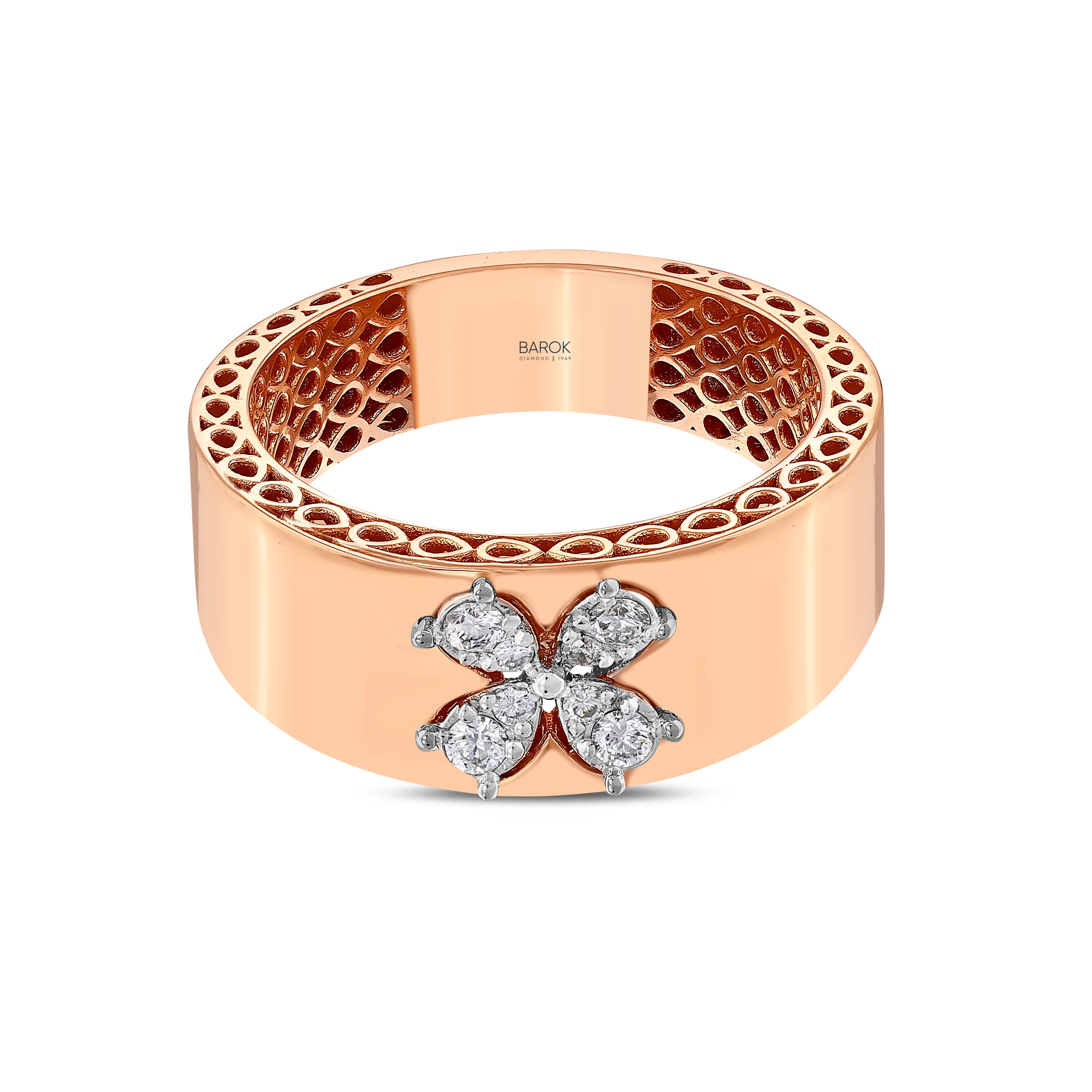 Pırlantalı 0.14 Ct. Rose Fantezi Yüzük 18K