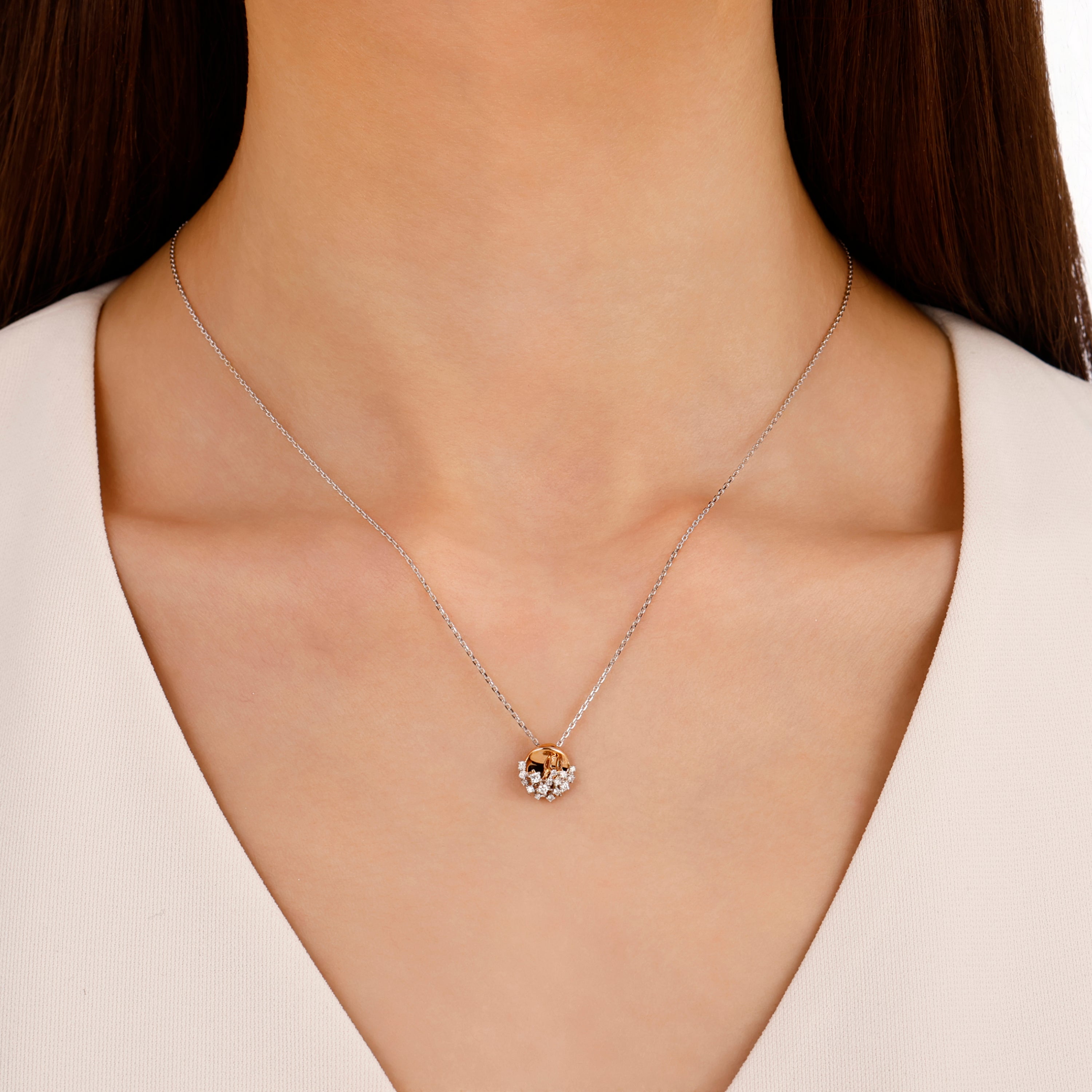 Pırlantalı 0.15 Ct. Rose Portia Kolye 18K
