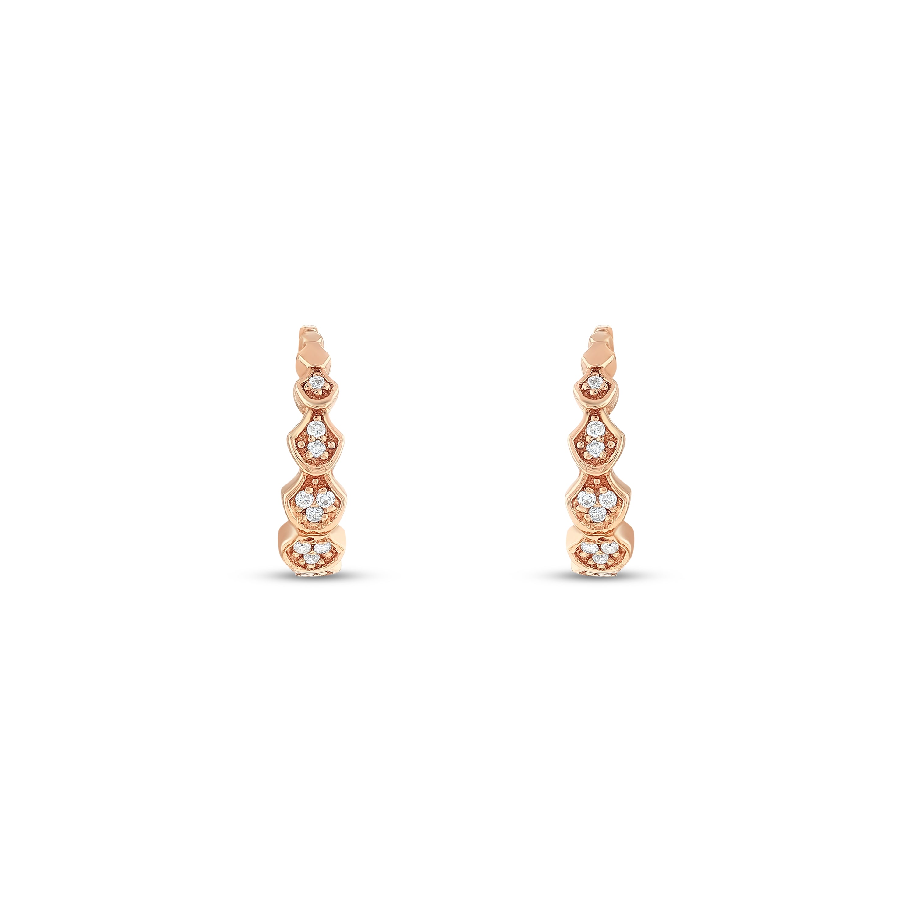 Pırlantalı 0.16 Ct Erycina Rose Küpe 18K