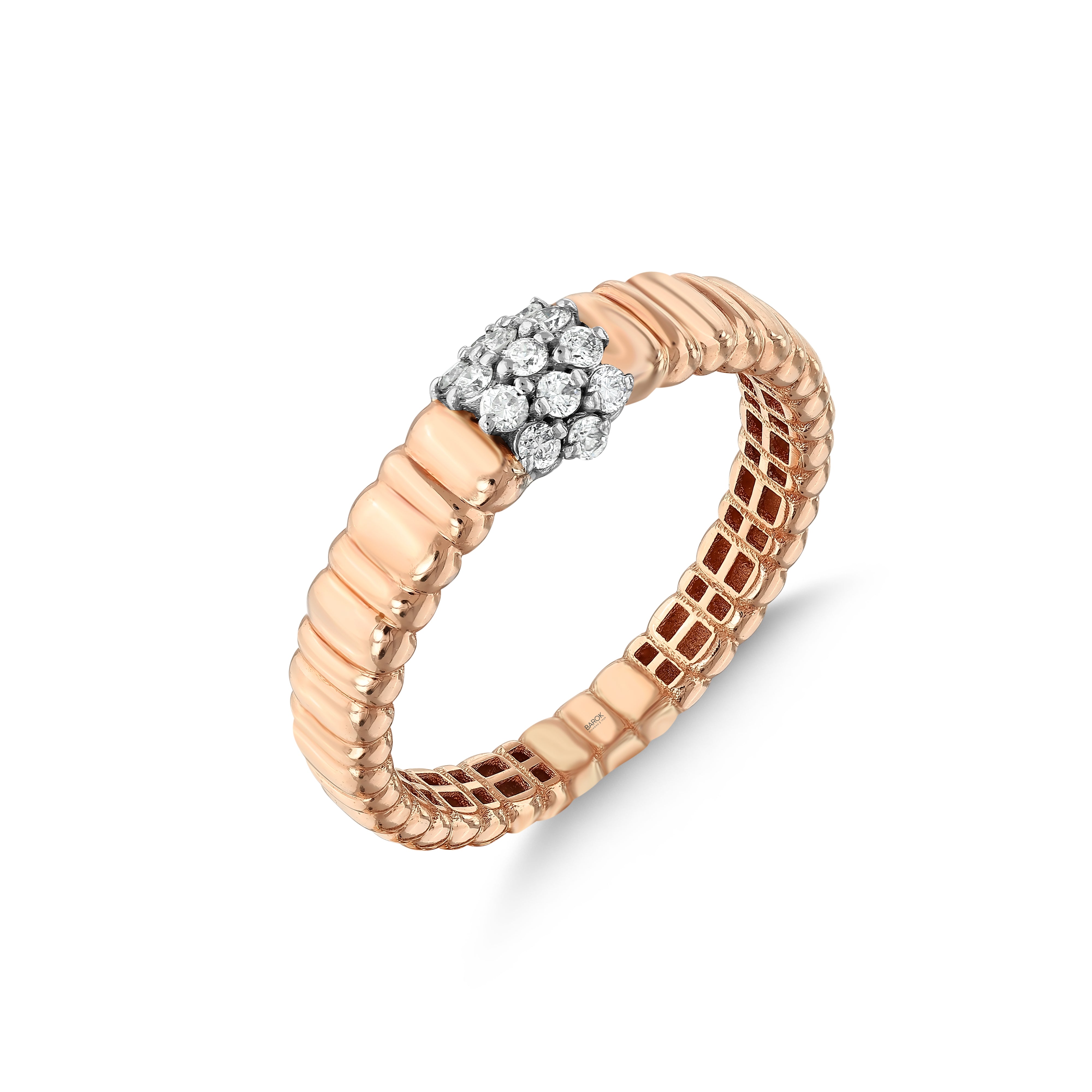 Pırlantalı 0.16 Ct. Rose Fantezi Hareket Yüzük 14K
