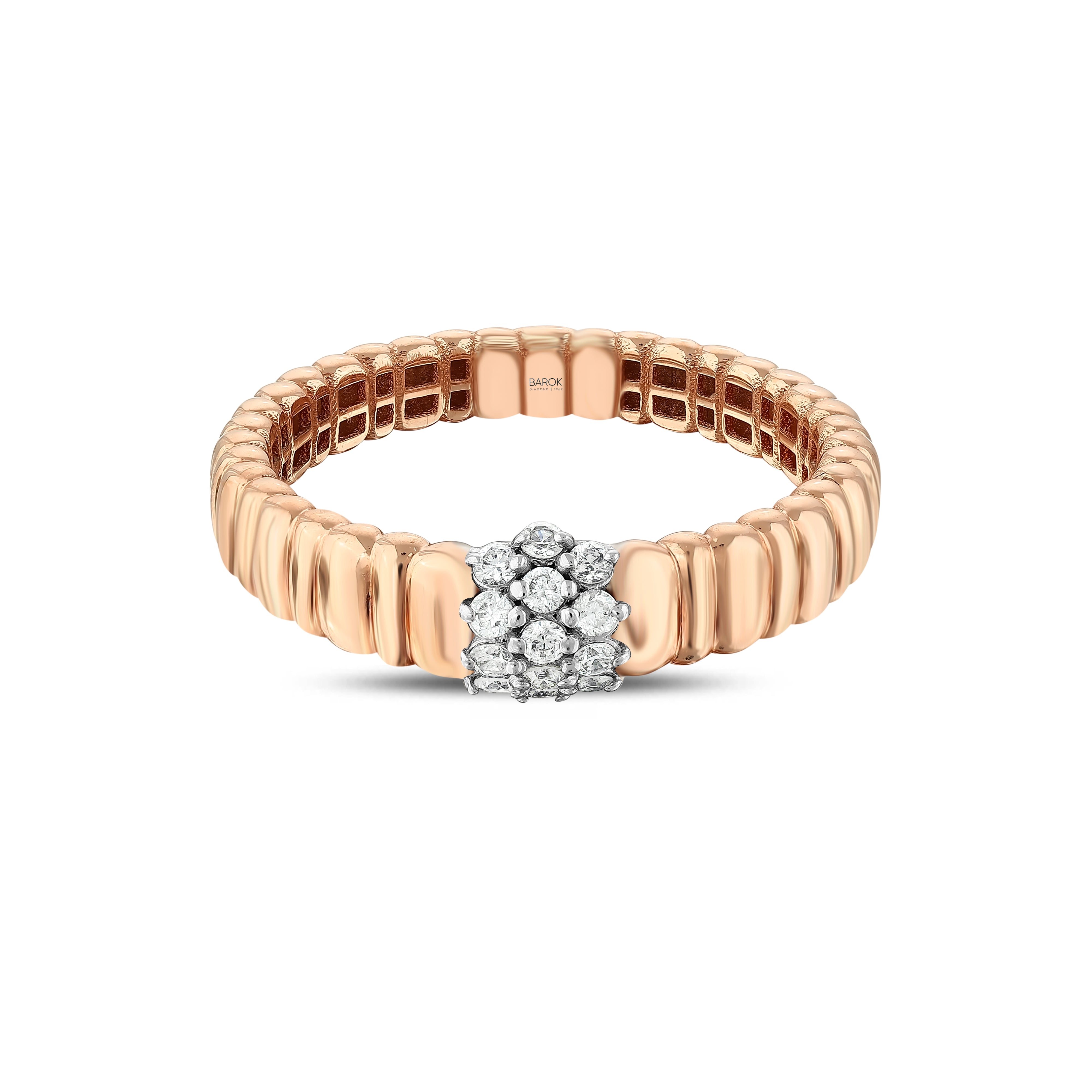 Pırlantalı 0.16 Ct. Rose Fantezi Hareket Yüzük 14K