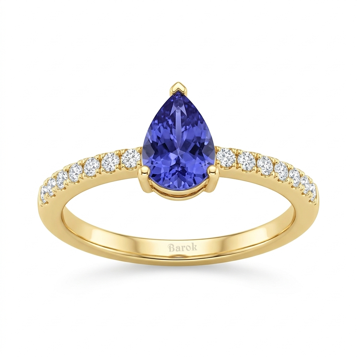 Pırlantalı 0.17 Ct. Damla Tanzanit Yüzük 14K