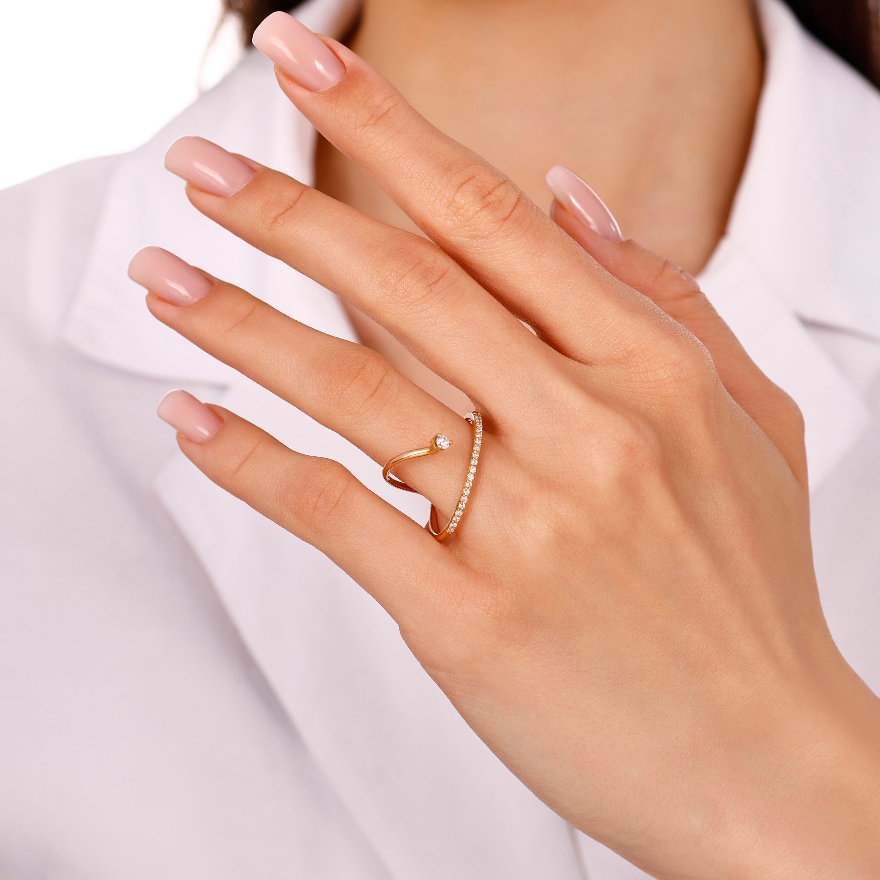 Pırlantalı 0.21 Ct. Midaea Altın Fantezi Yüzük 18K