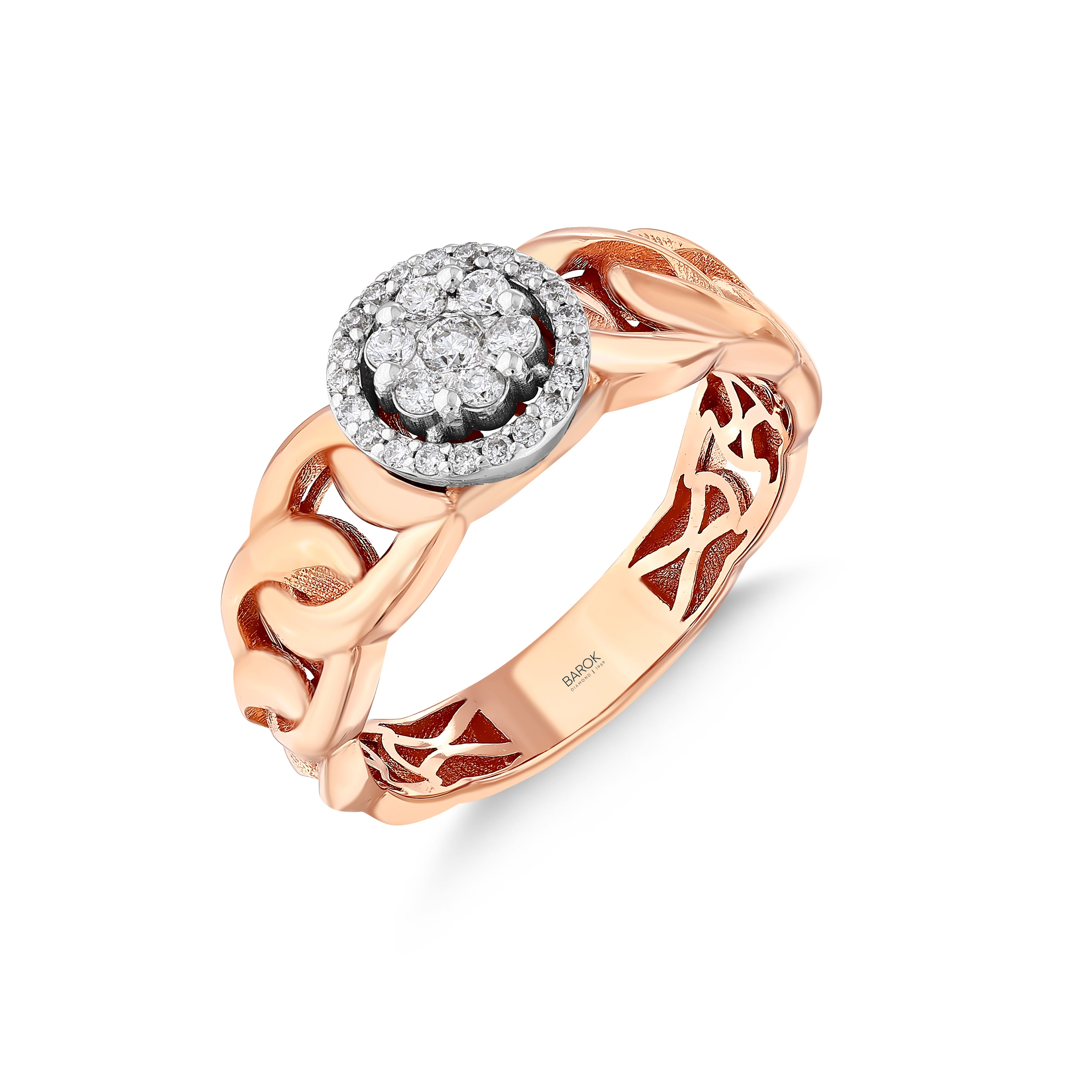 Pırlantalı 0.24 Ct. Rose Fantezi Yüzük 18K