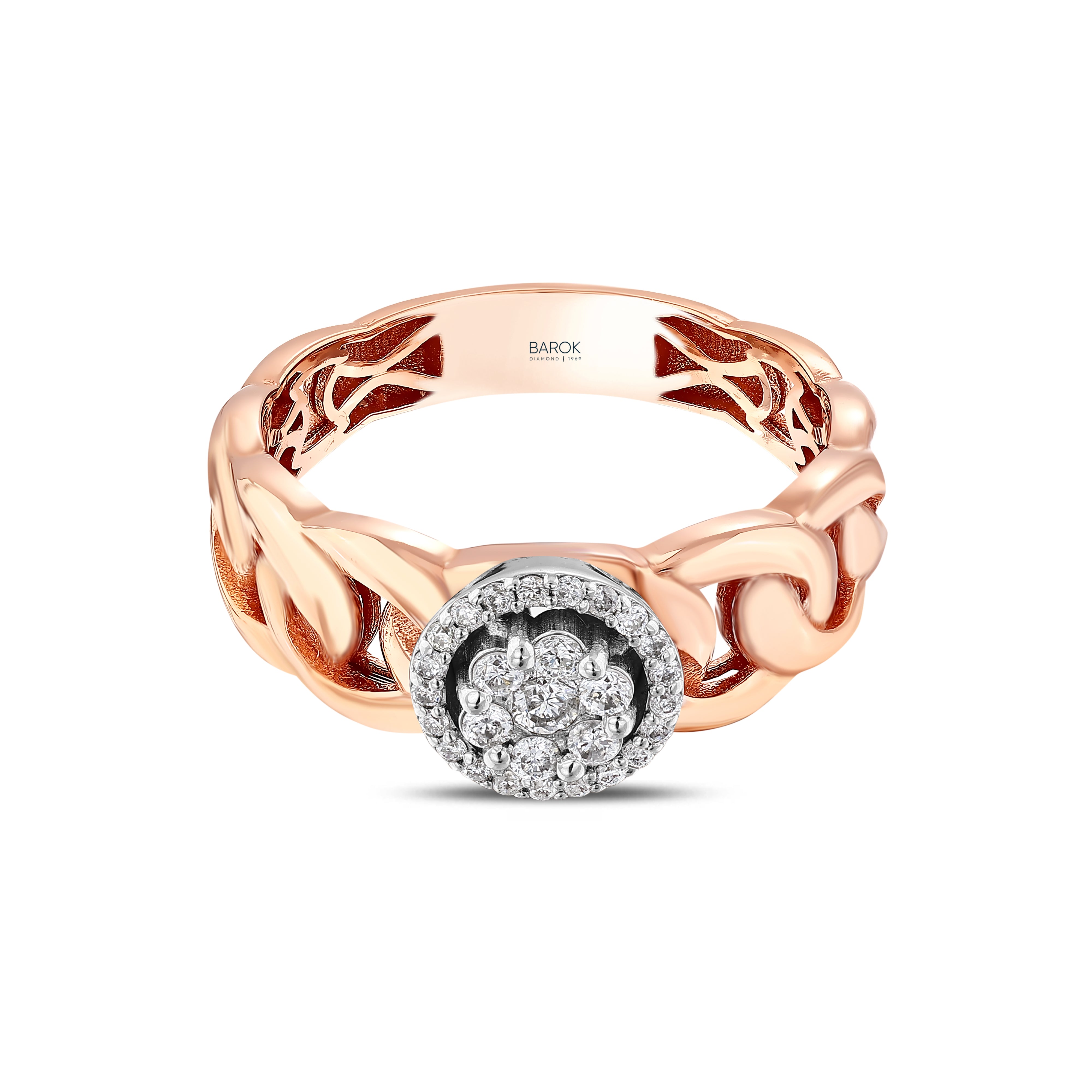 Pırlantalı 0.24 Ct. Rose Fantezi Yüzük 18K