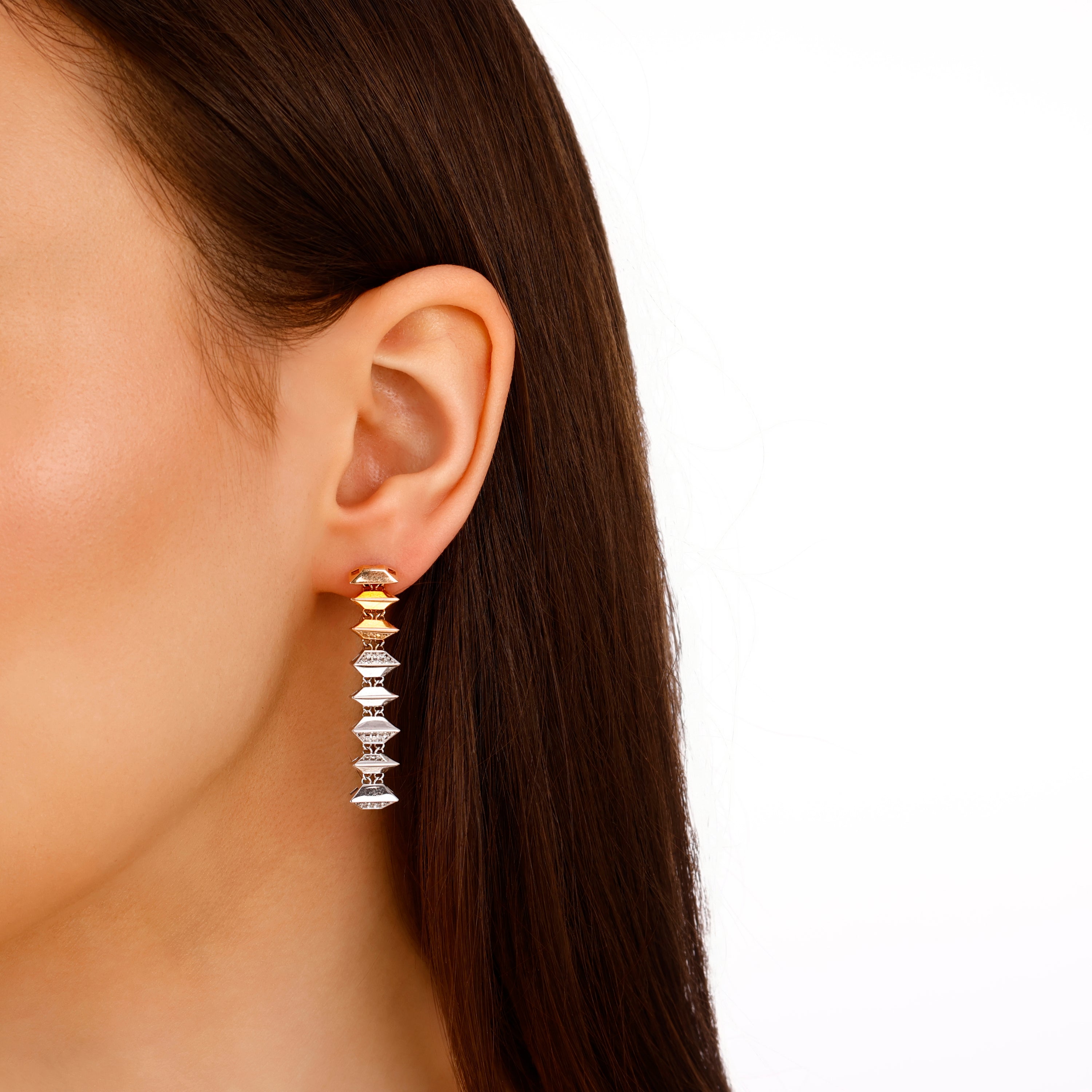 Pırlantalı 0.25 Ct. Rose & Beyaz Flavia Küpe 14K