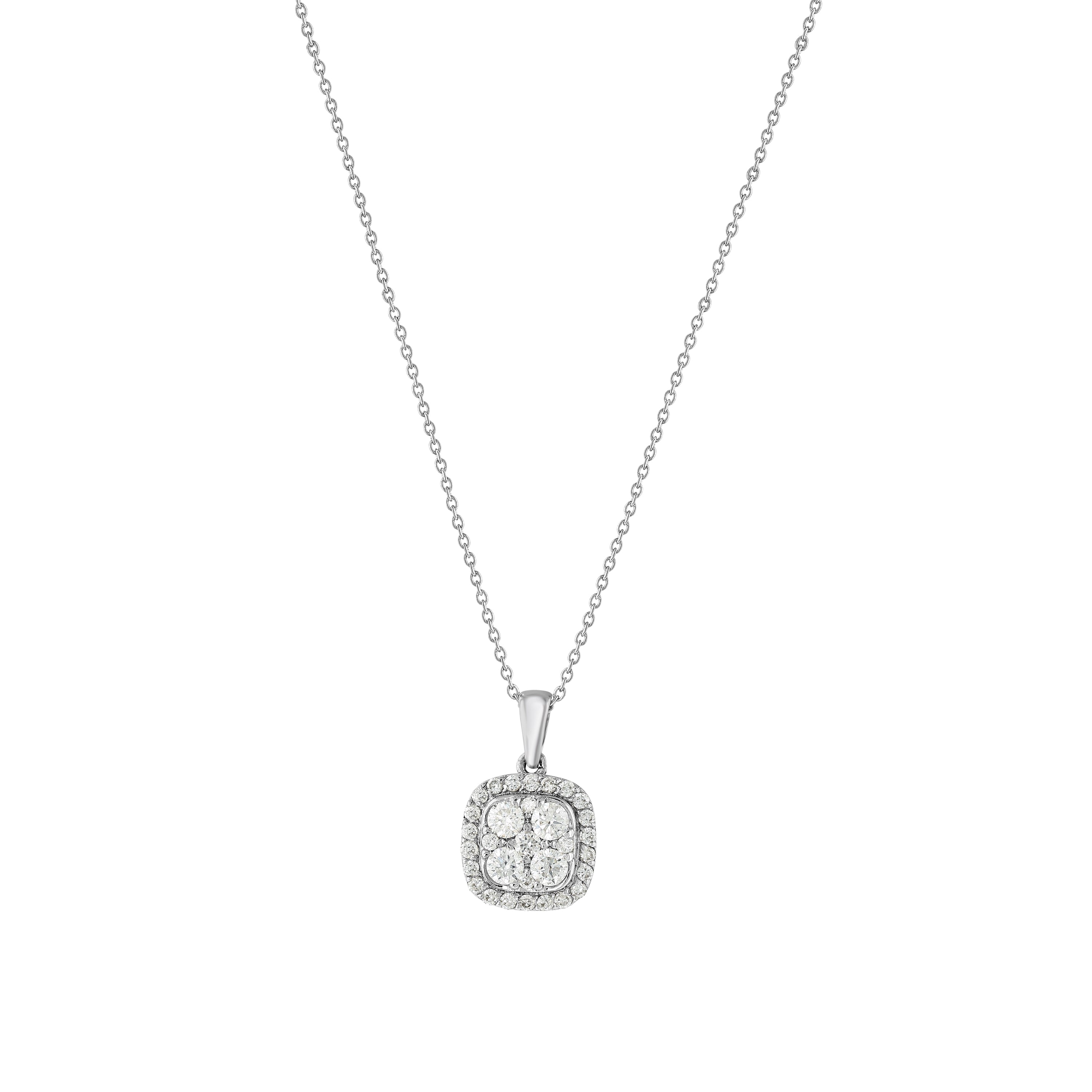Pırlantalı 0.34 Ct. Indusa Beyaz Kolye 14K