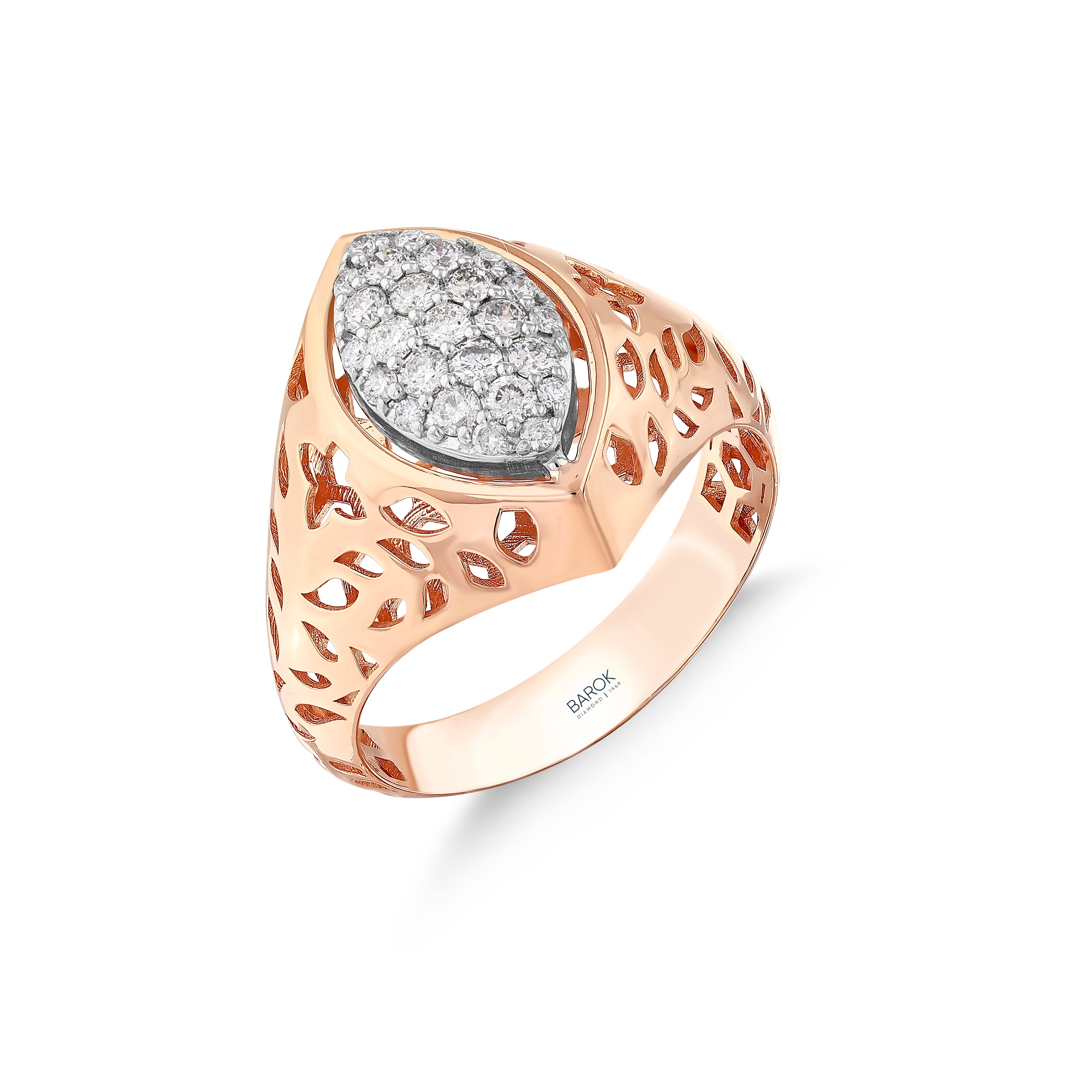 Pırlantalı 0.36 Ct. Rose Fantezi Yüzük 14K