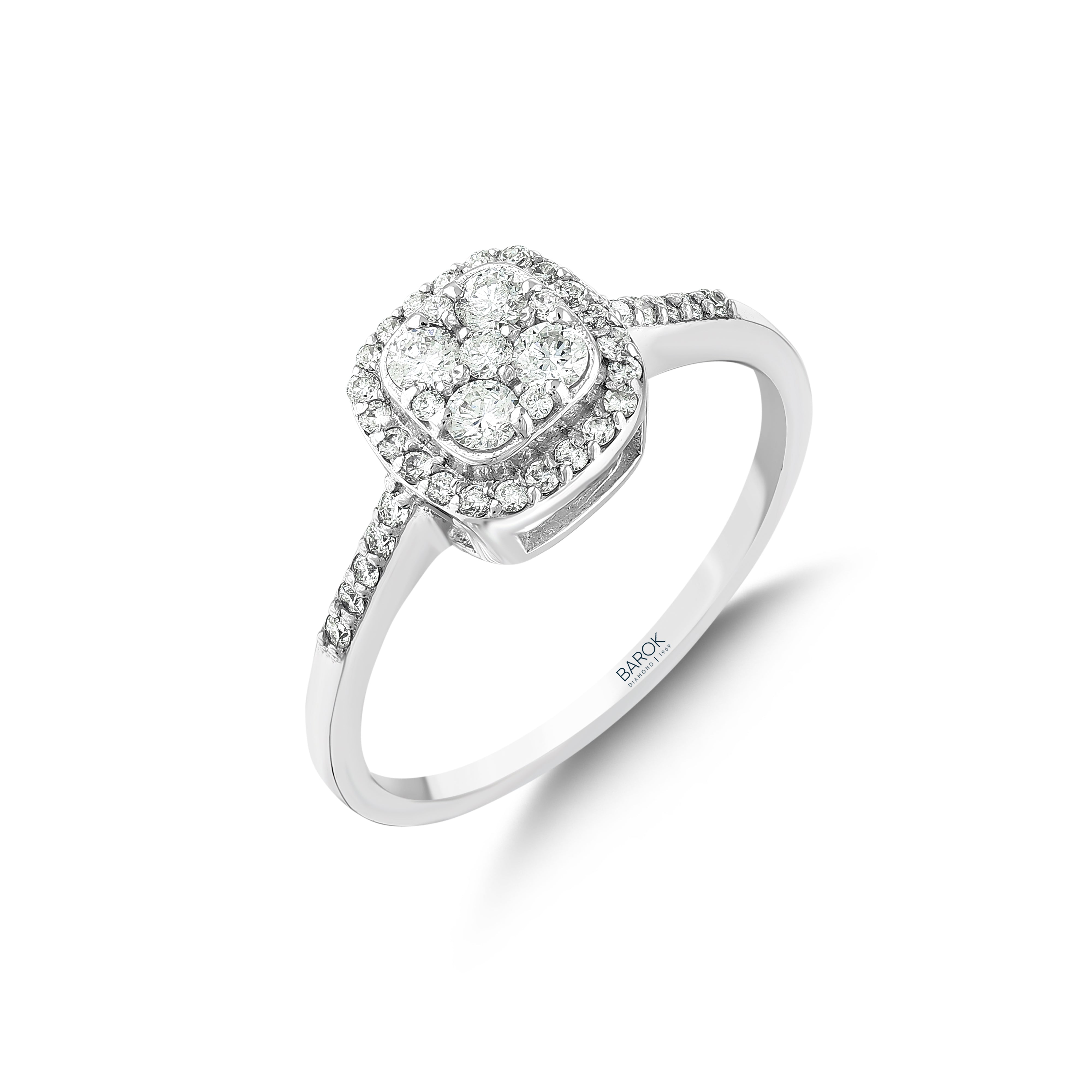 Pırlantalı 0.41 Ct. Indusa Beyaz Yüzük 14K