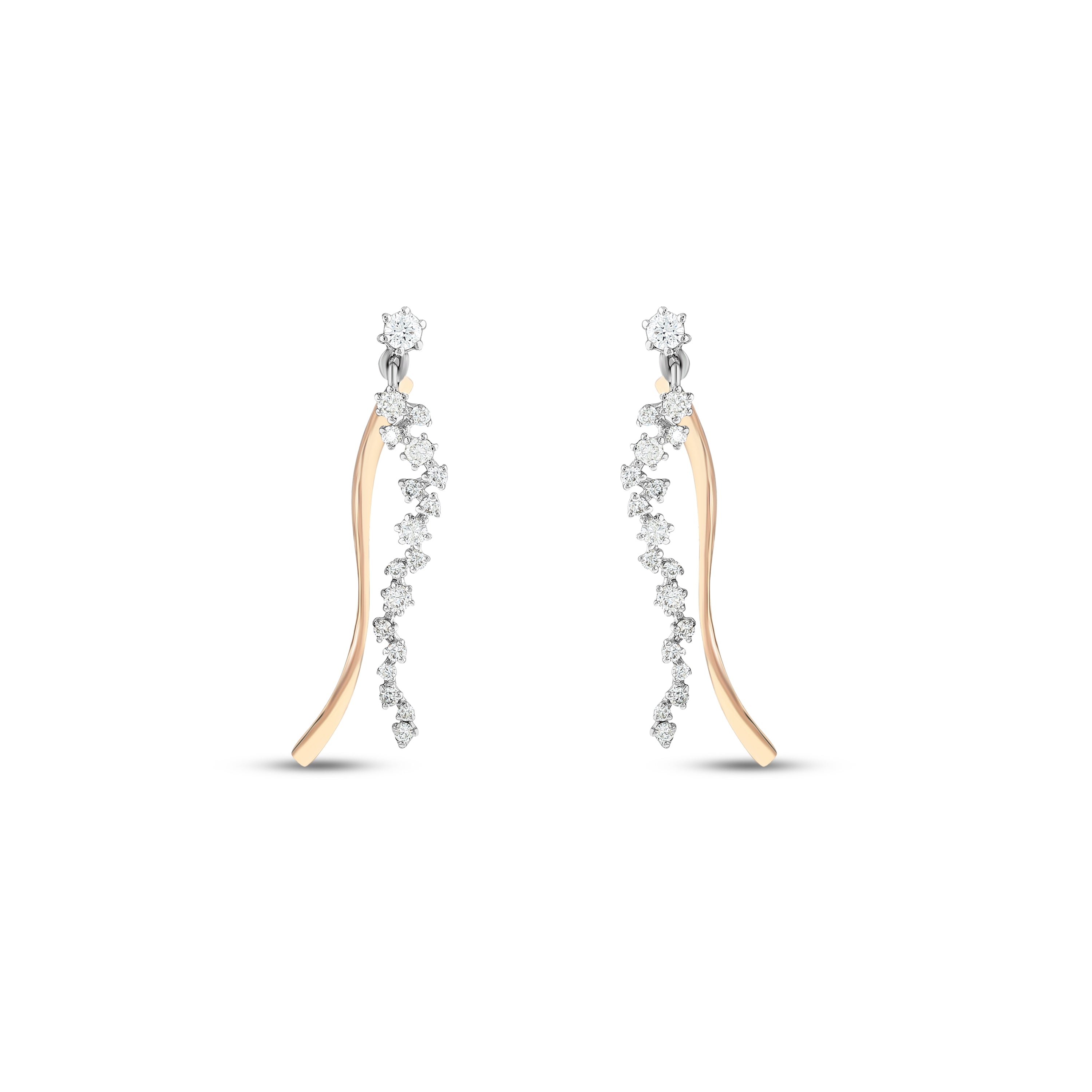 Pırlantalı 0.46 Ct. Albarosa Rose & Beyaz Küpe 18K