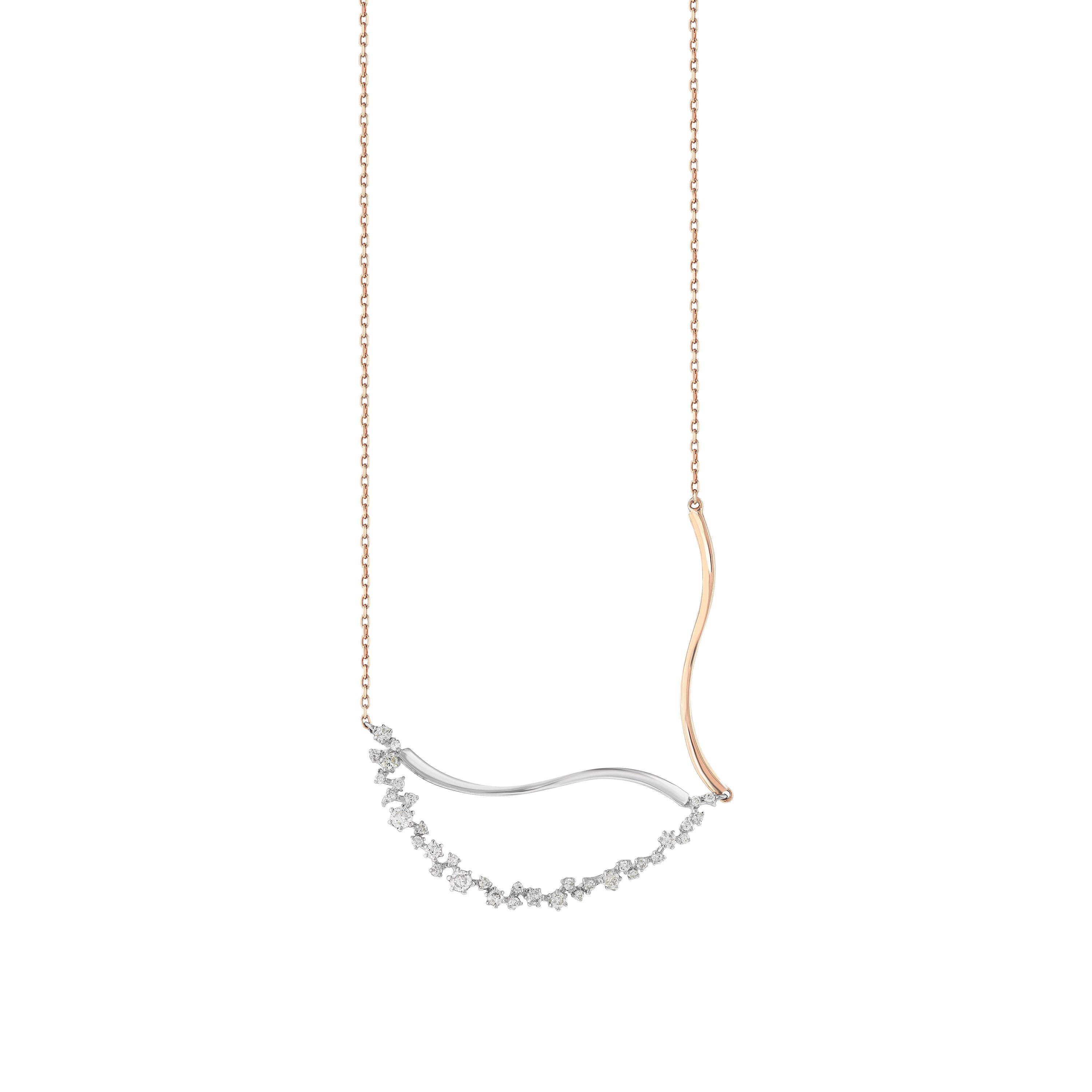 Pırlantalı 0.47 Ct. Albarosa Rose & Beyaz Kolye 18K