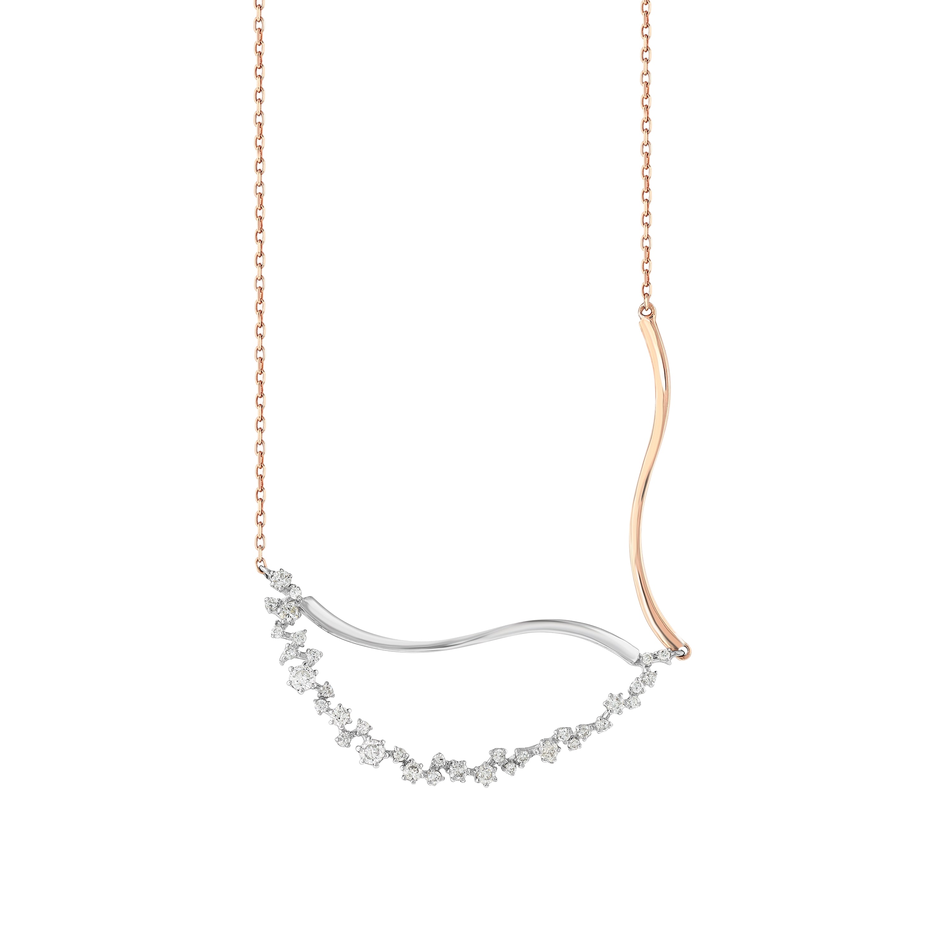 Pırlantalı 0.47 Ct. Albarosa Rose & Beyaz Kolye 18K