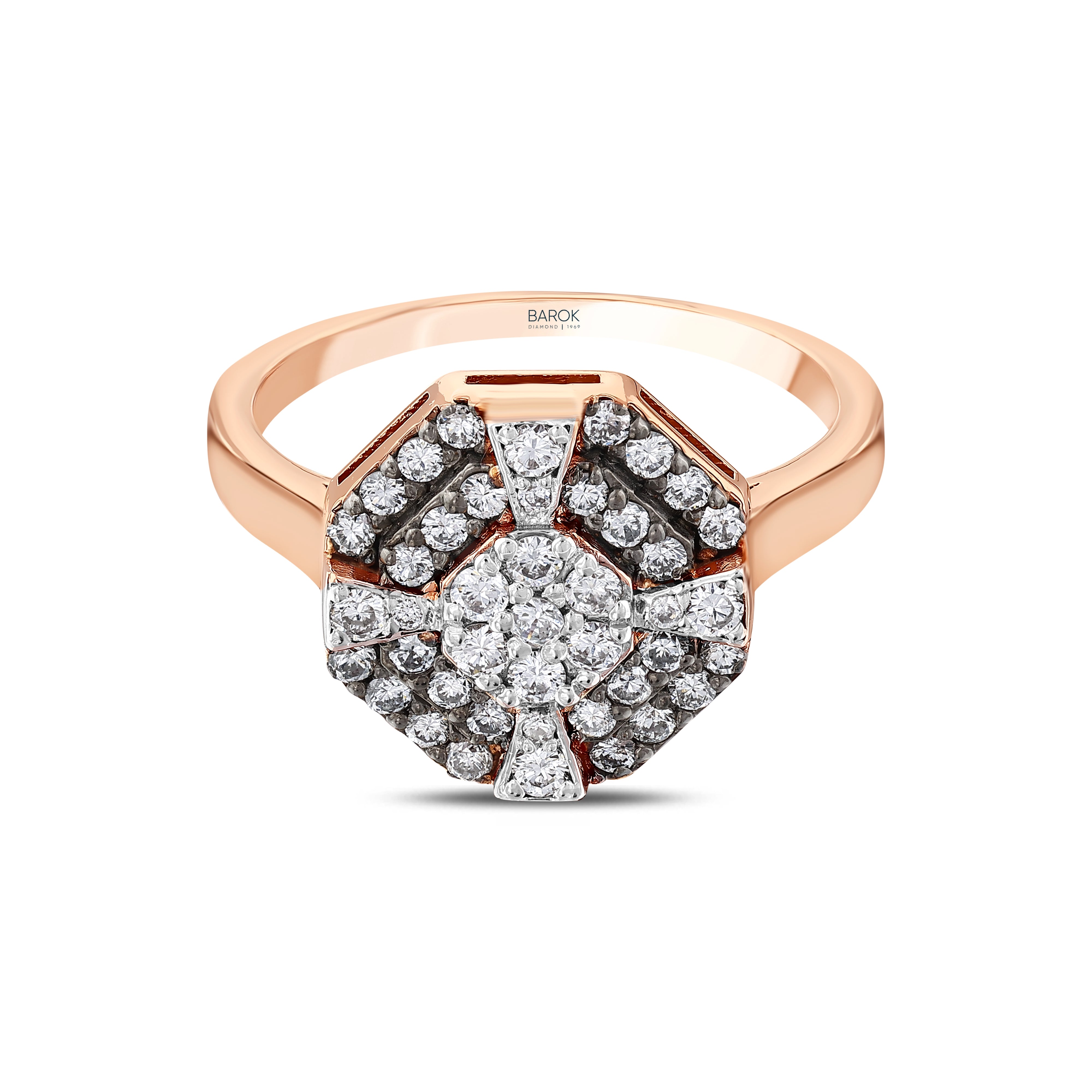 Pırlantalı 0.53 Ct. Fantezi Rose Yüzük 14K