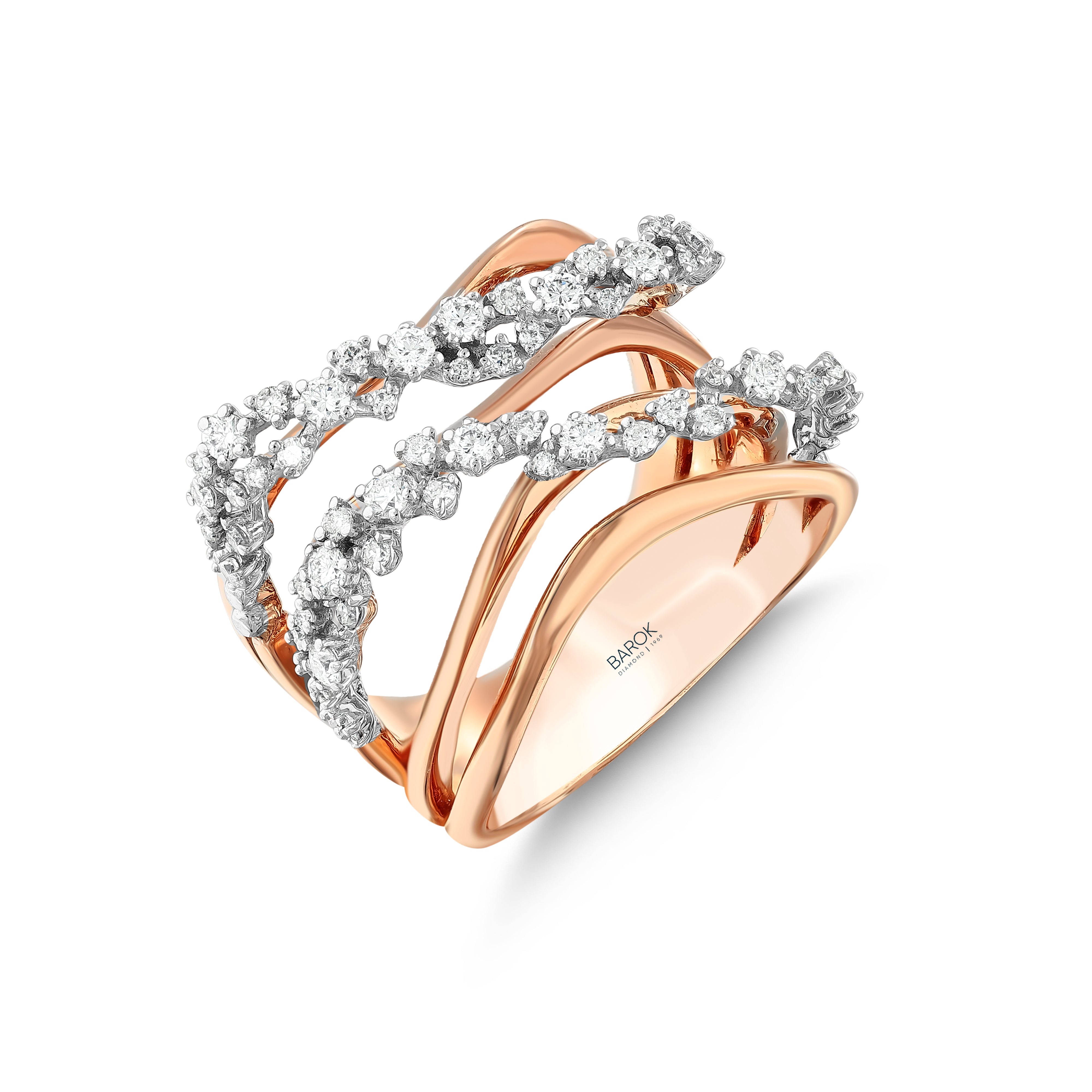 Pırlantalı 0.64 Ct. Albarosa Rose Yüzük 18K