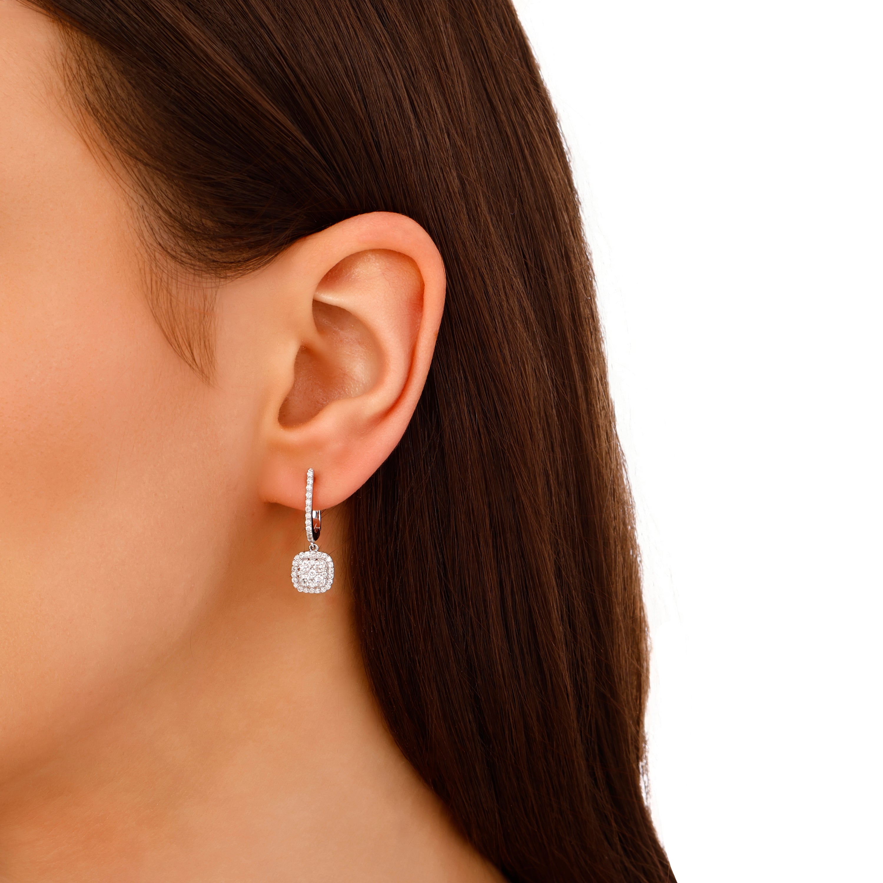 Pırlantalı 0.81 Ct. Indusa Beyaz Küpe 14K
