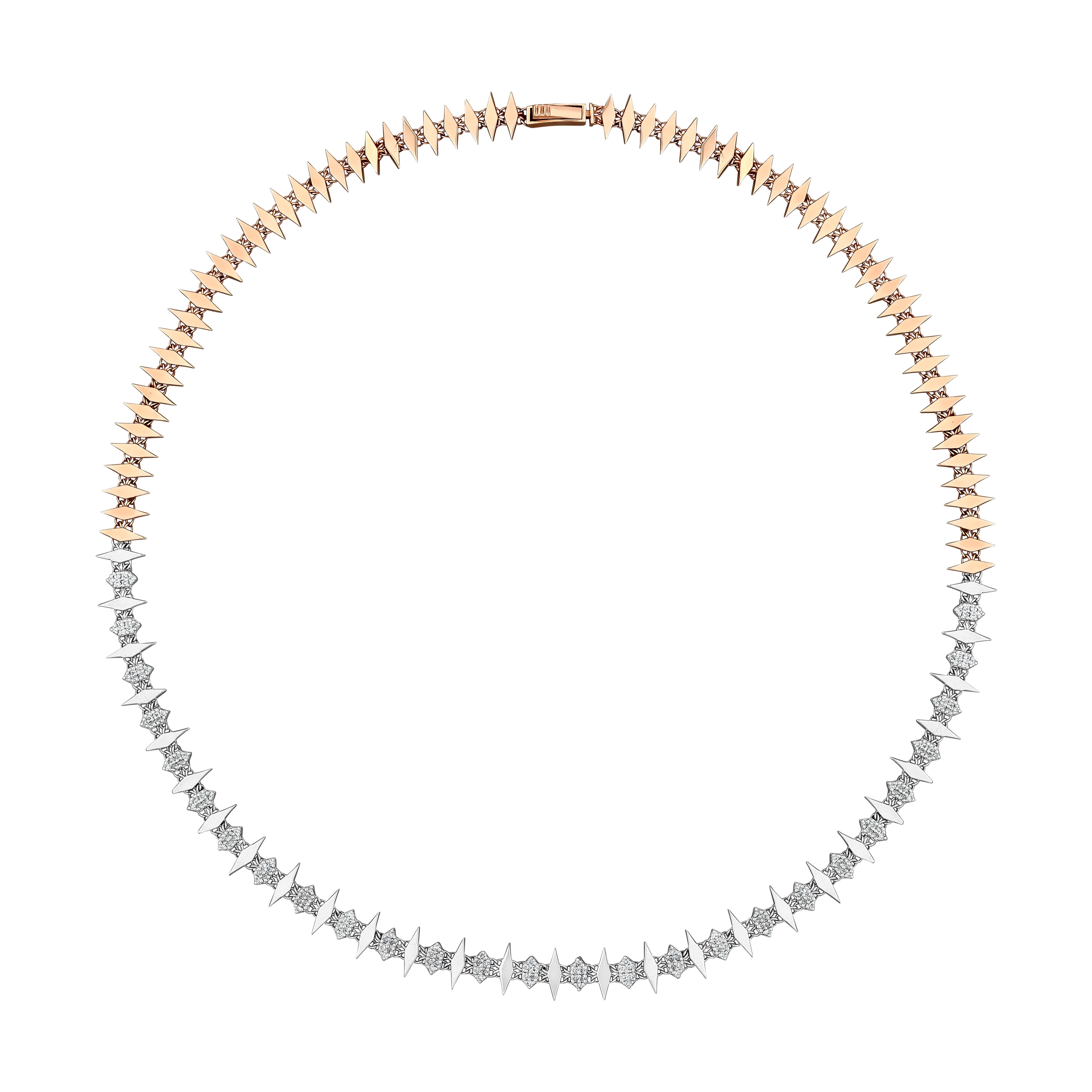 Pırlantalı 0.51 Ct. Rose & Beyaz Flavia Gerdanlık 14K