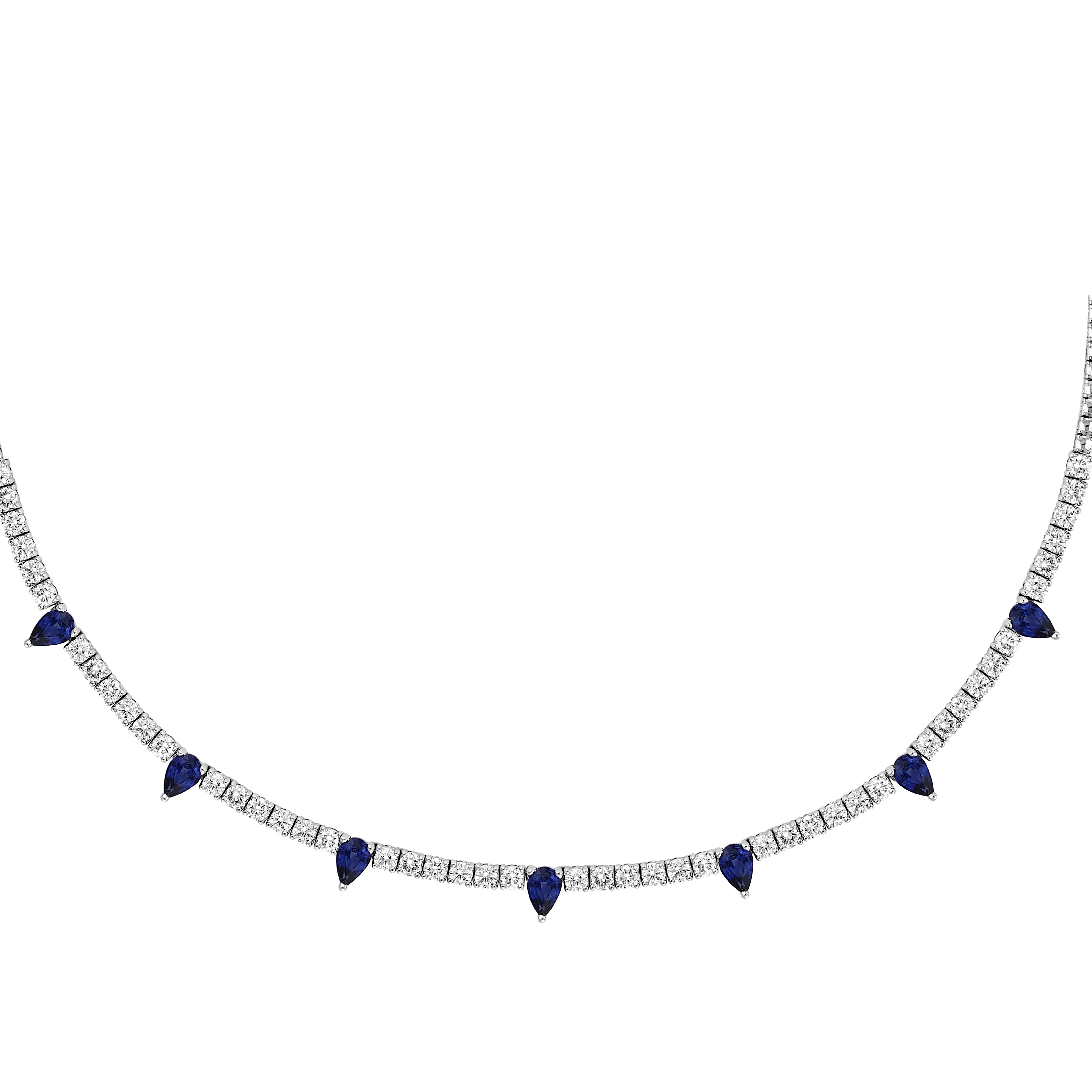 Pırlantalı Damla Safir Altın Gerdanlık 3.64 Ct. 18K