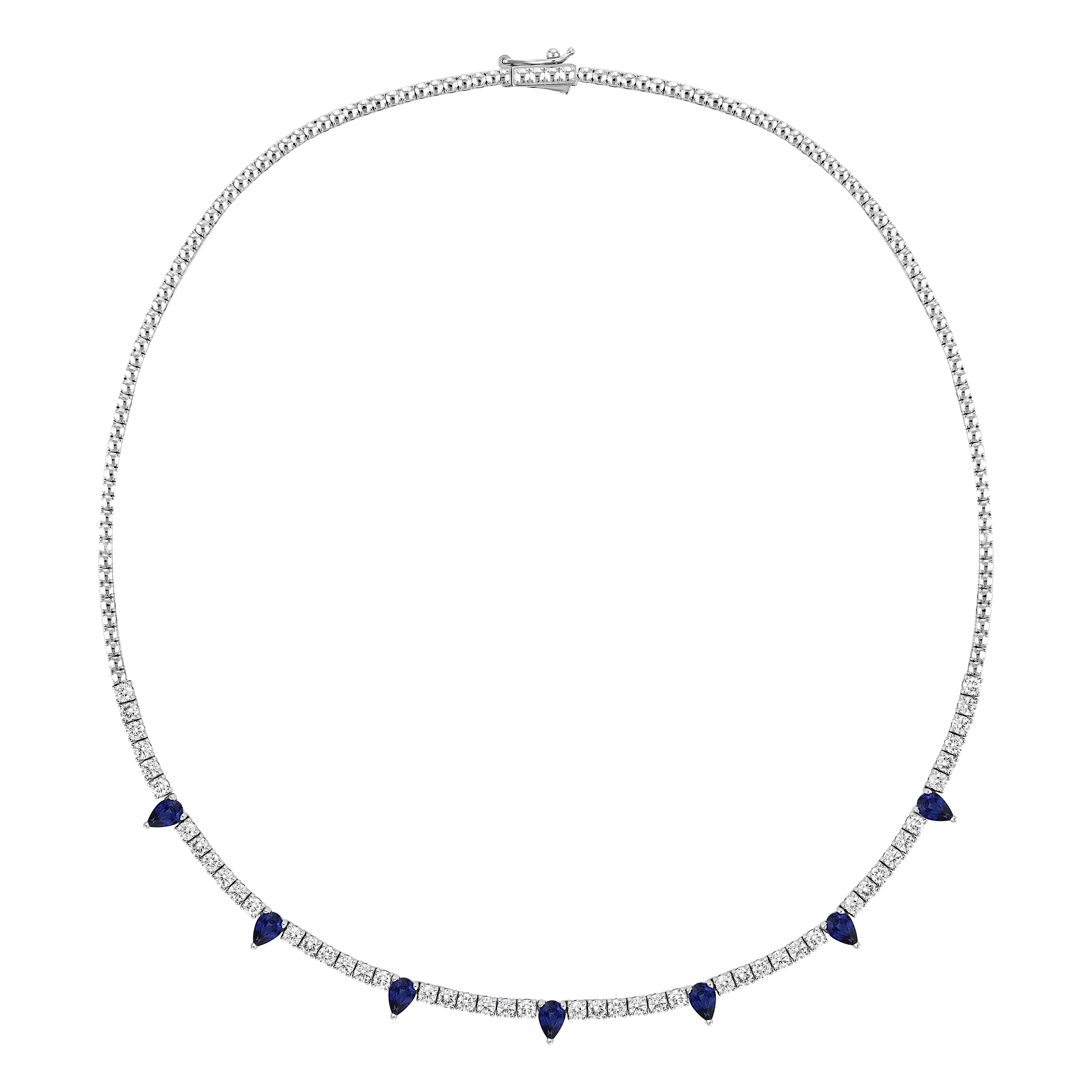 Pırlantalı Damla Safir Altın Gerdanlık 3.64 Ct. 18K