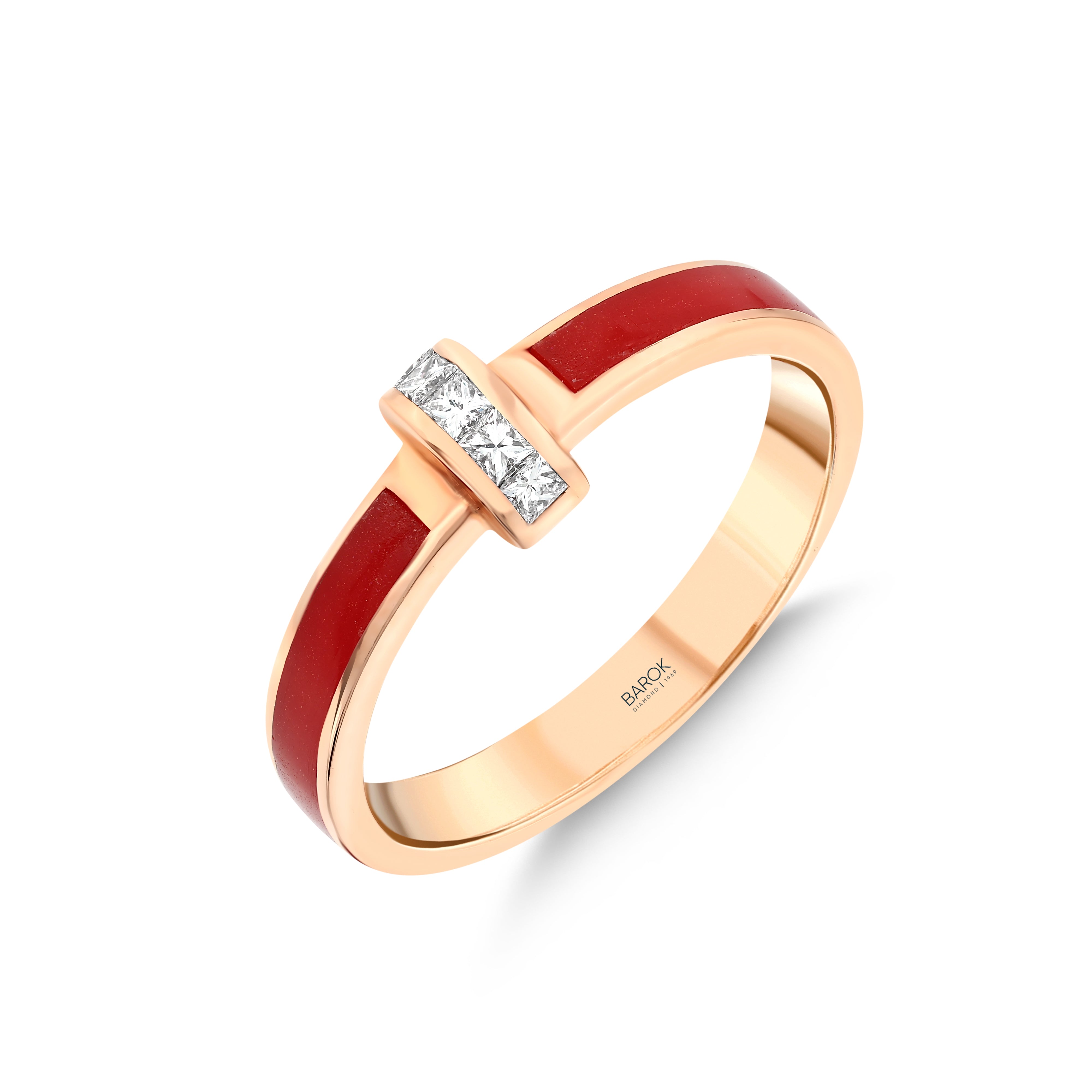 Prenses Pırlantalı 0.12 Ct. Thalassa Rose Yüzük 14K