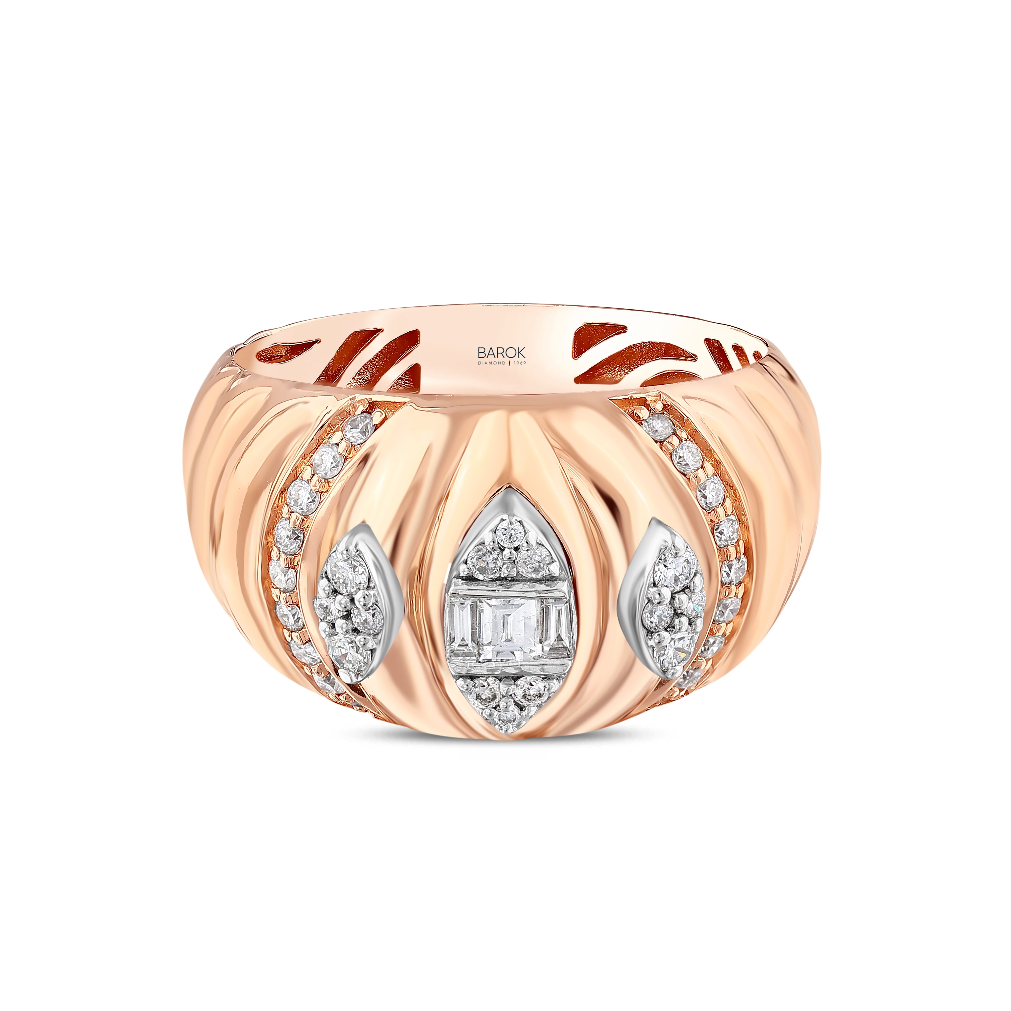 Prenses Pırlantalı 0.36 Ct. Rose Fantezi Yüzük 14K