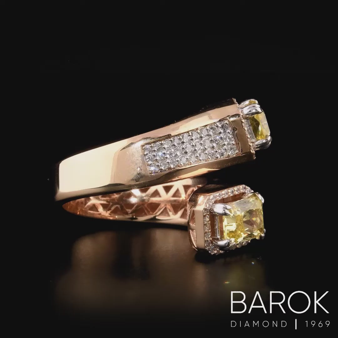 Citrine Taşlı Rose Pırlanta Yüzük 0.51 Ct. E VS 18K