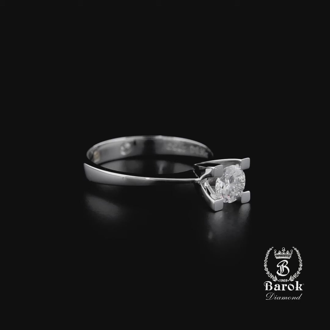 Pırlanta Tektaş Yüzük 0.65 Ct. E SI 18K HRD Sertifikalı