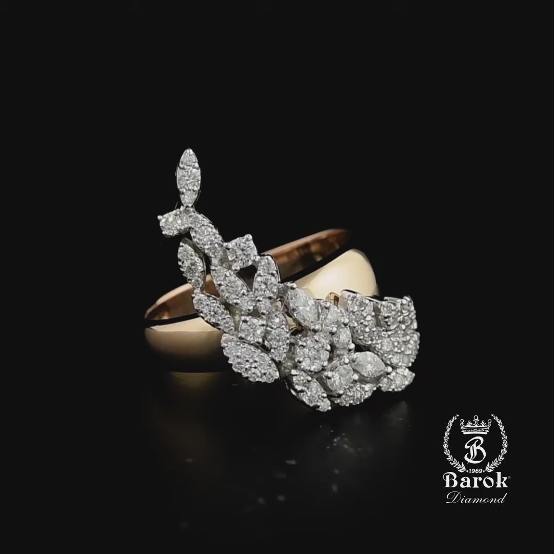 Pırlanta Yaprak Yüzük 0.81 Ct. E VS 18K