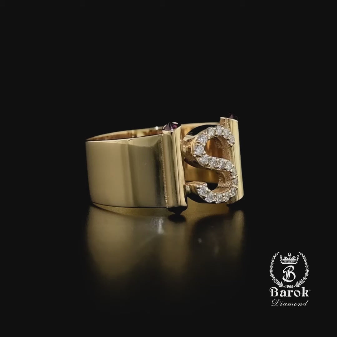 A Pırlantalı Harf Yüzük 0,12 Ct E VS 18K