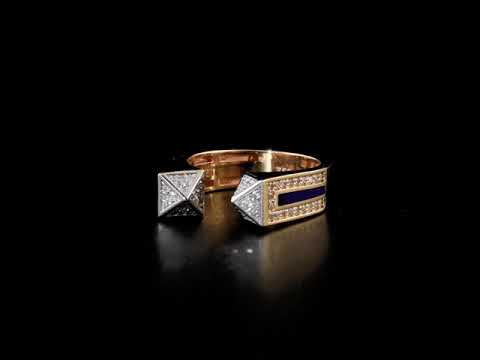 Mavi Mineli Pırlanta 0.48 Ct. Rose Fantezi Yüzük 18K